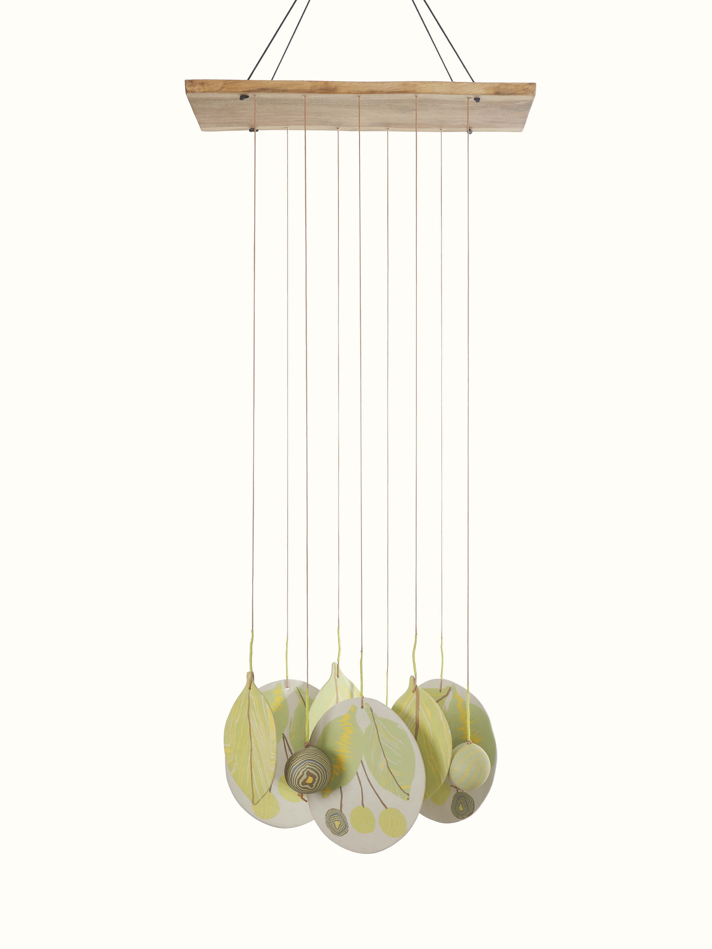 Front view of Melodious Ceramicware Clay Wind Chime, showcasing its intricate design and colorful ceramic elements.