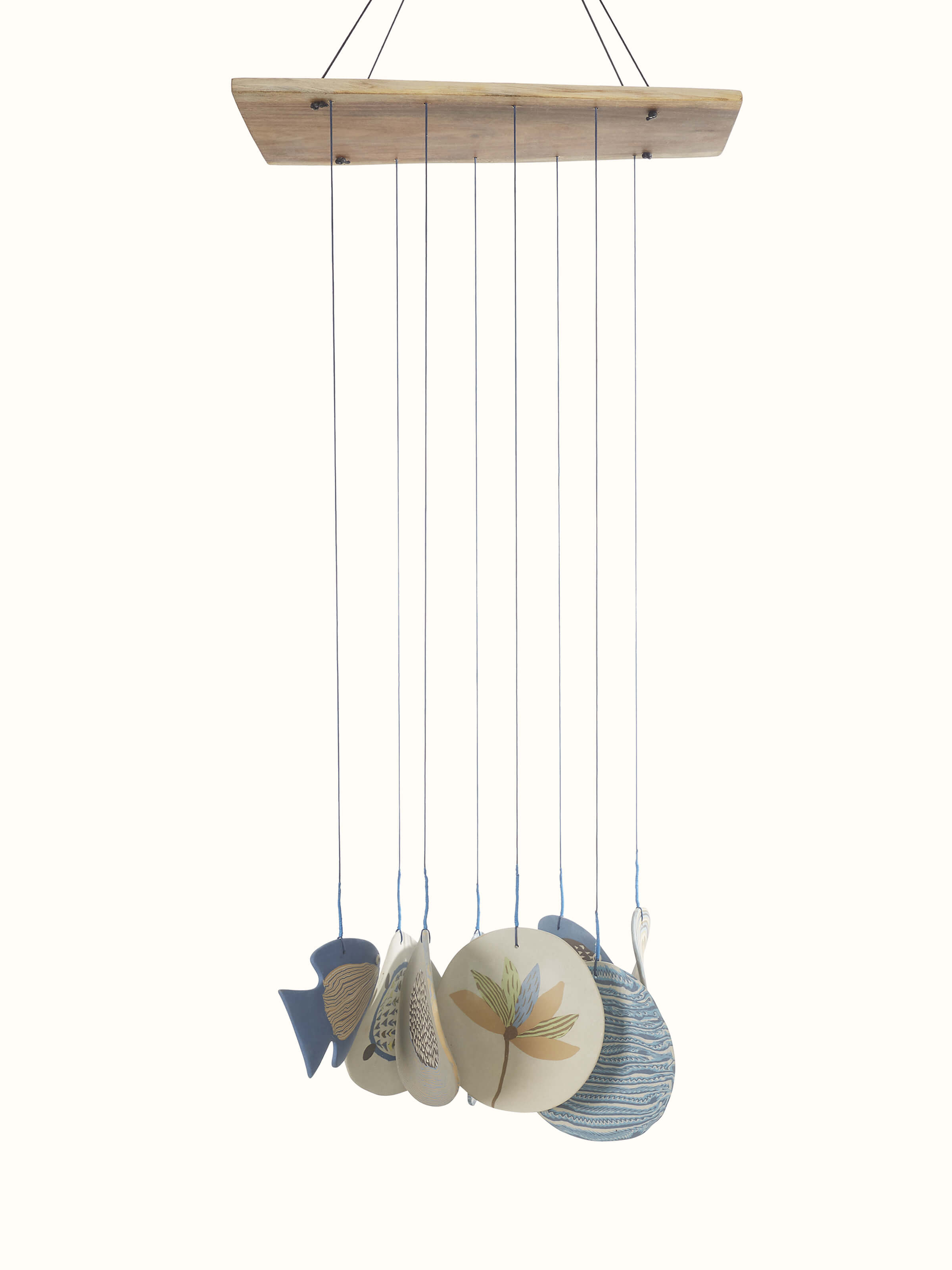 Symphonic ceramicware clay wind chime in elegant design with detailed craftsmanship.