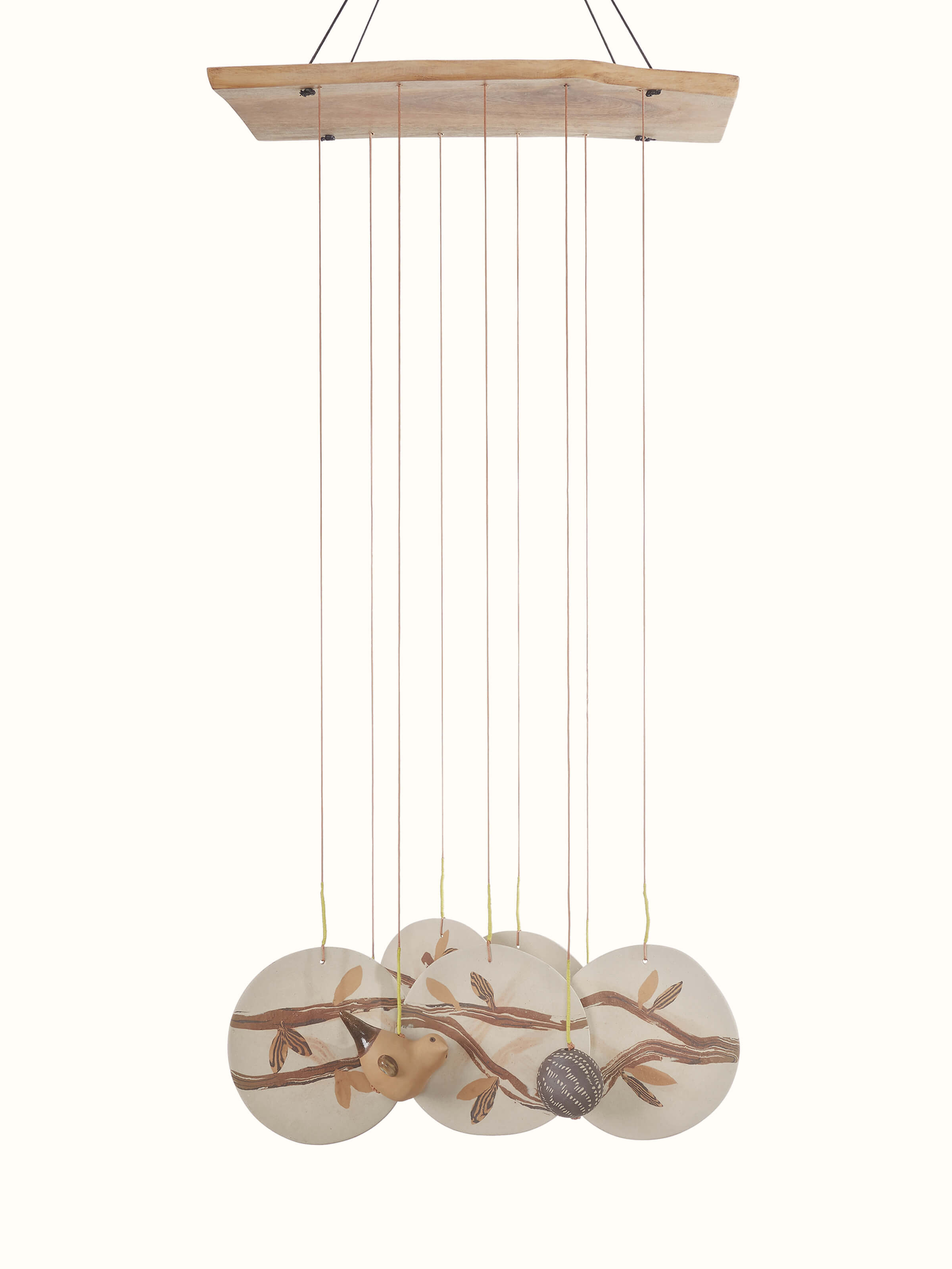 Front view of Matte ceramicware clay wind chime