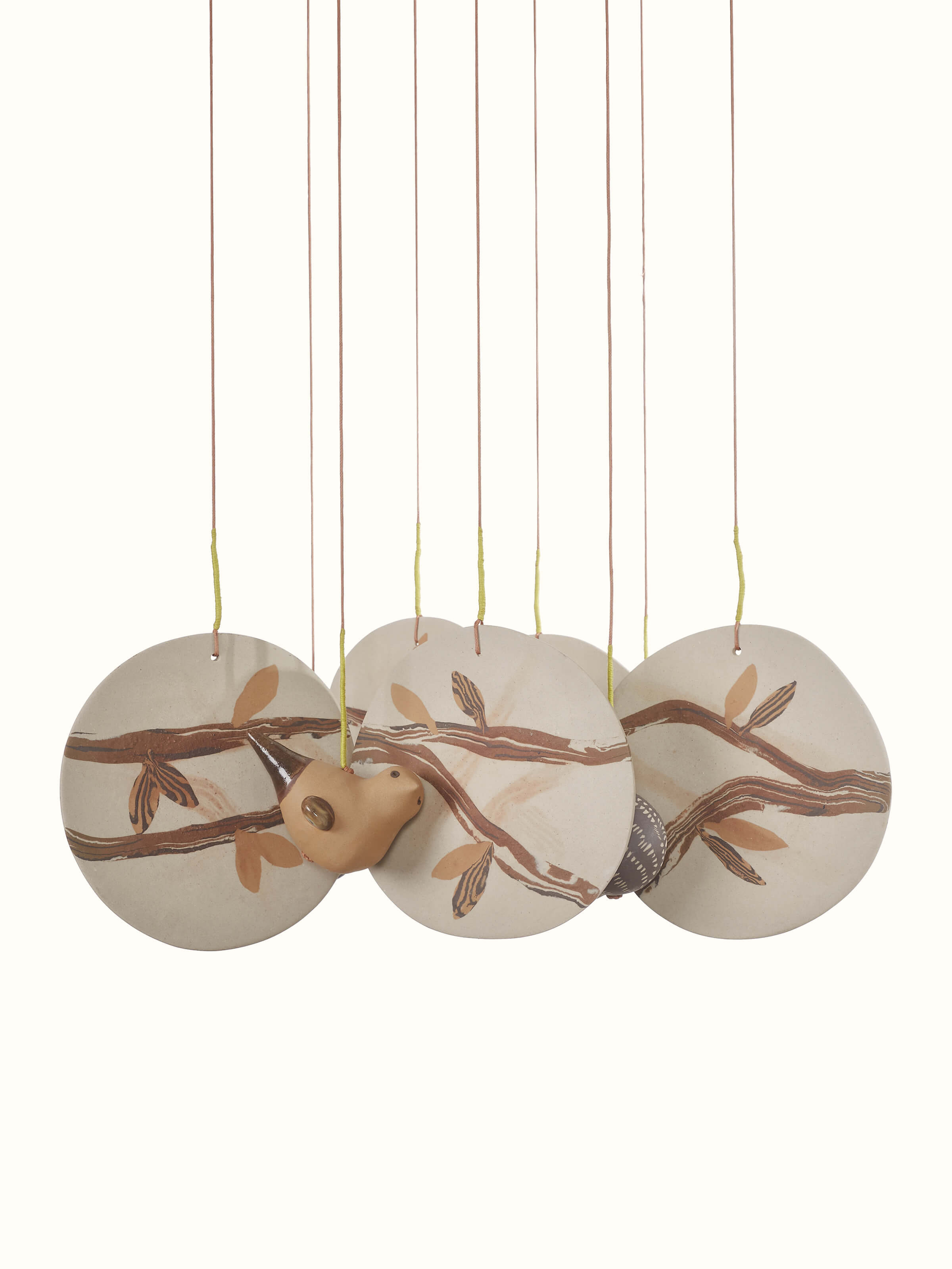 Detailed view of Matte ceramicware clay wind chime