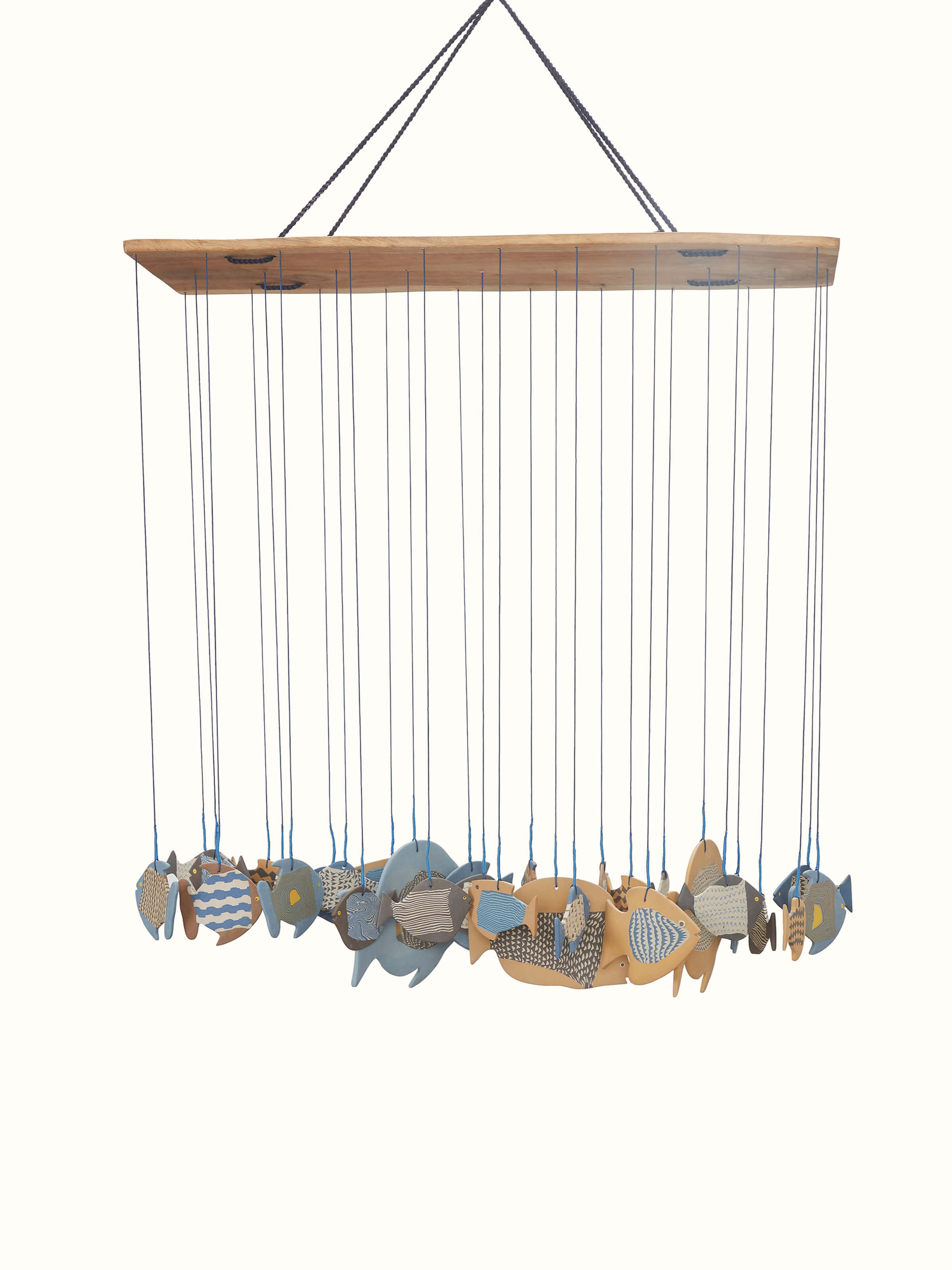 Front view of soothing ceramicware clay wind chime with elegant design
