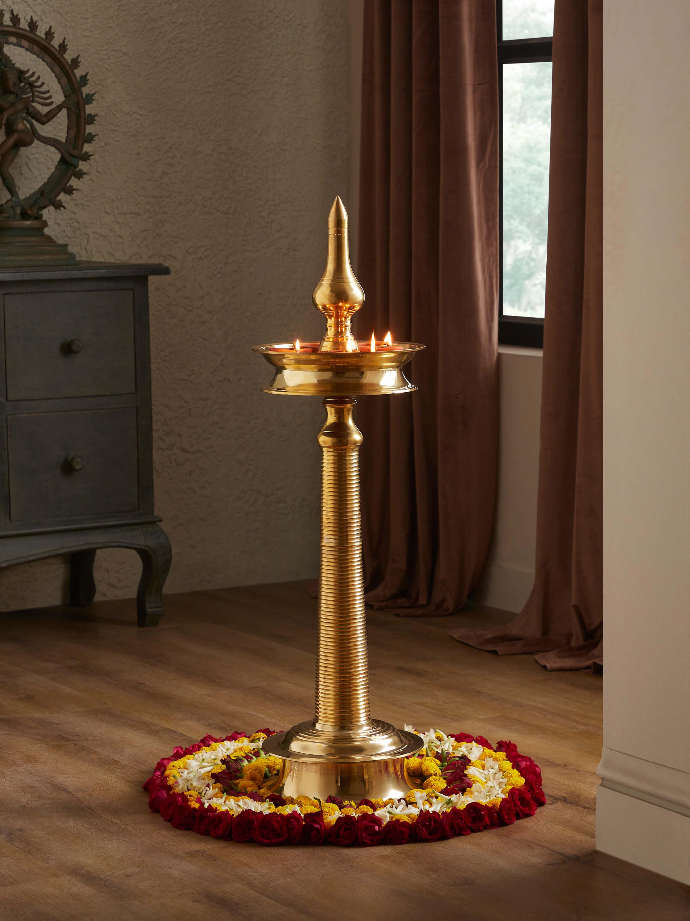 Brass-plated Kuthu Vilakku Stand Diya