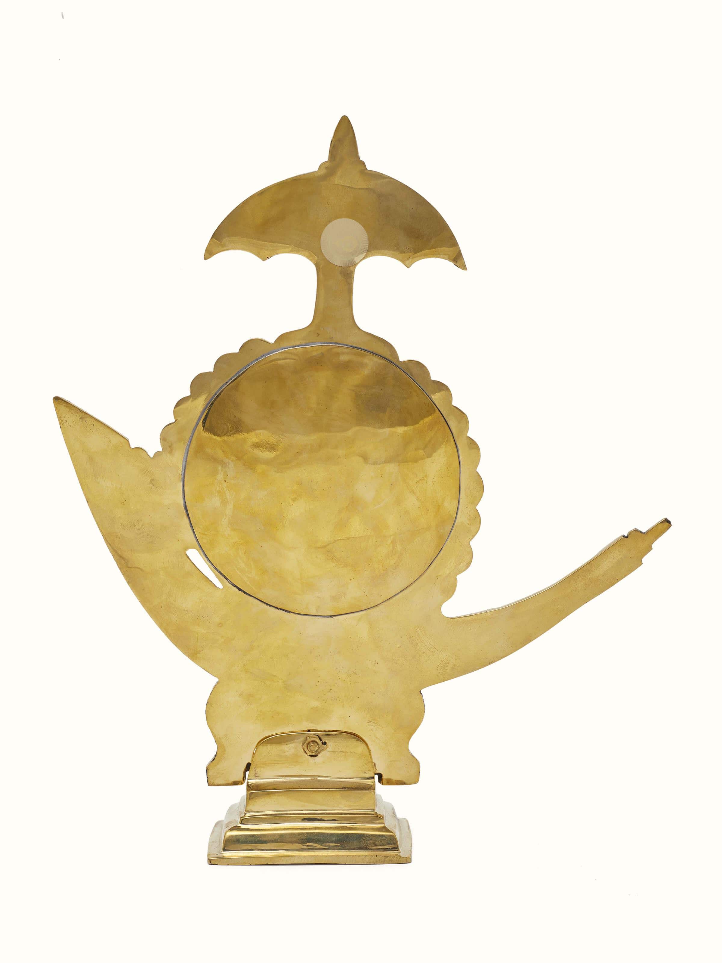 Side view of Aranmula Kannadi Brass Mirror highlighting intricate brass work