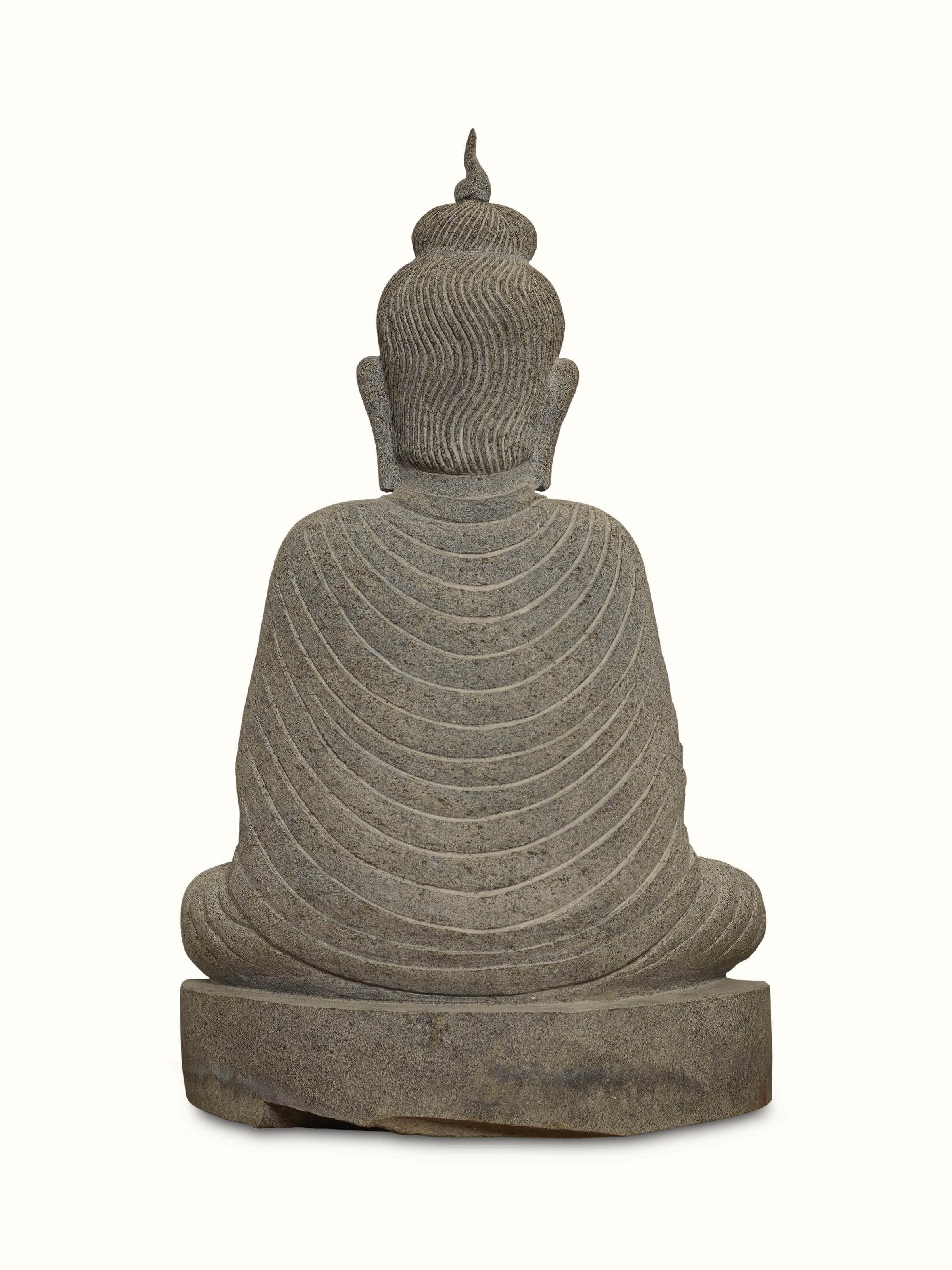 Alternate view of Serene Carved Stone Buddha Idol highlighting various angles and the stone's texture.