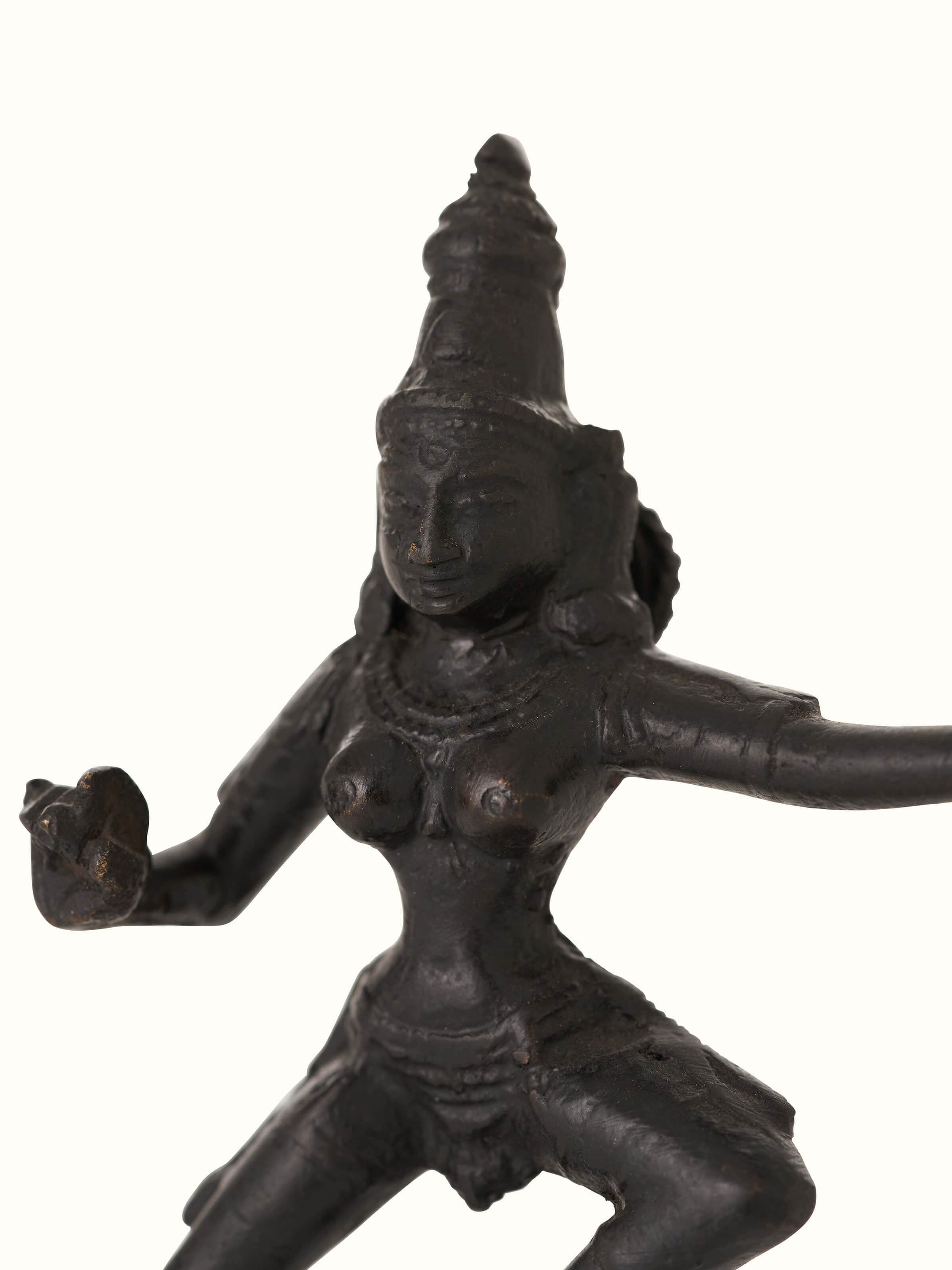 Back view of Graceful Bronze Casting Dancing Parvathi Idol highlighting detailed rear design