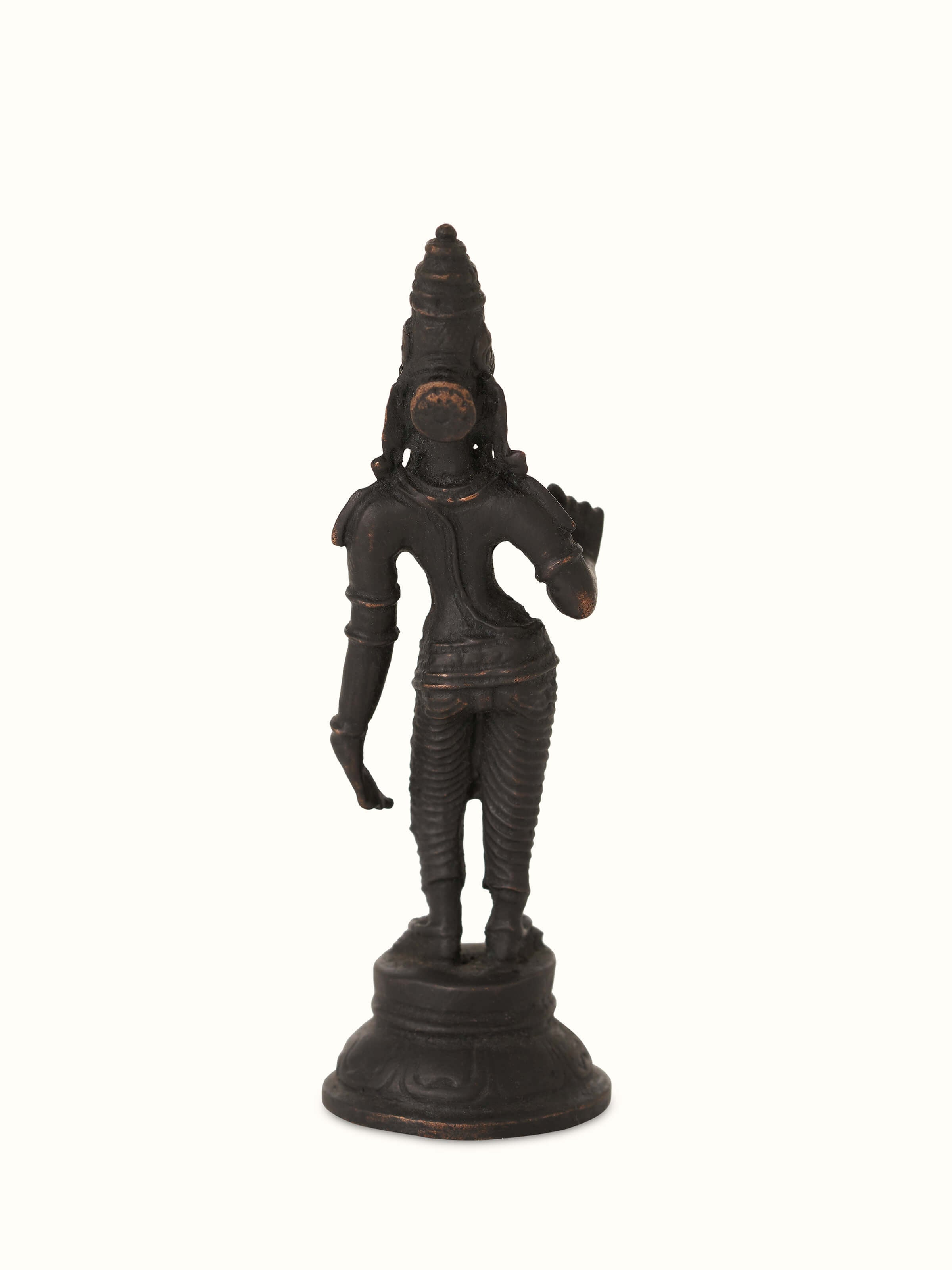 Bronze casting of Goddess Parvathi idol with detailed close-up of the craftsmanship.