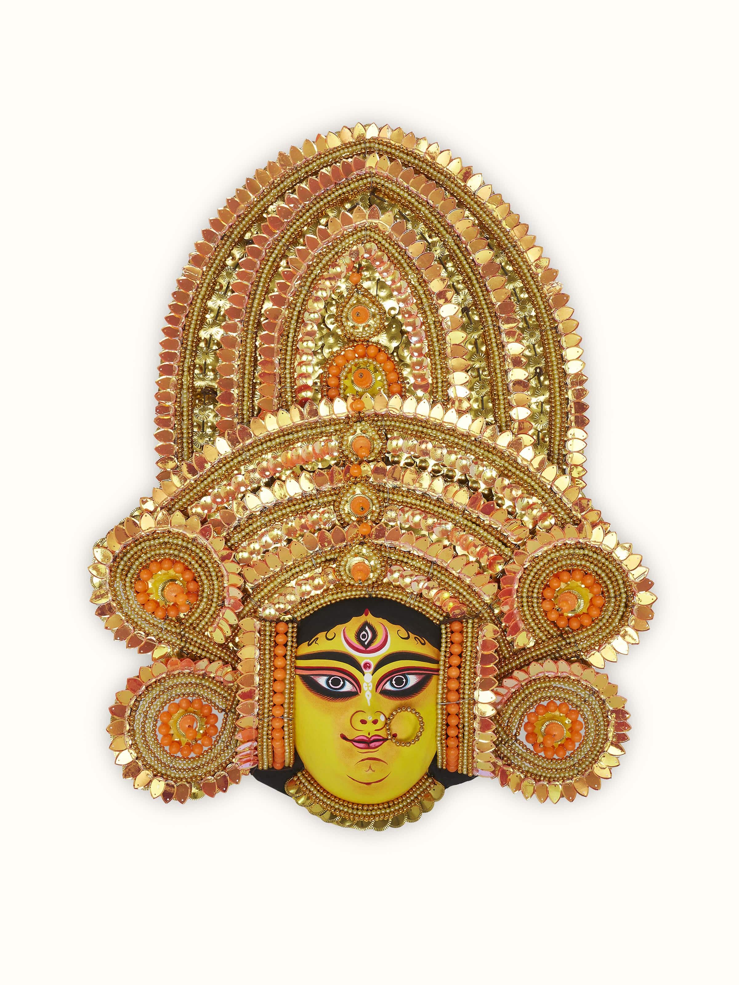Front view of Clay & paper chhau priestess wall mask