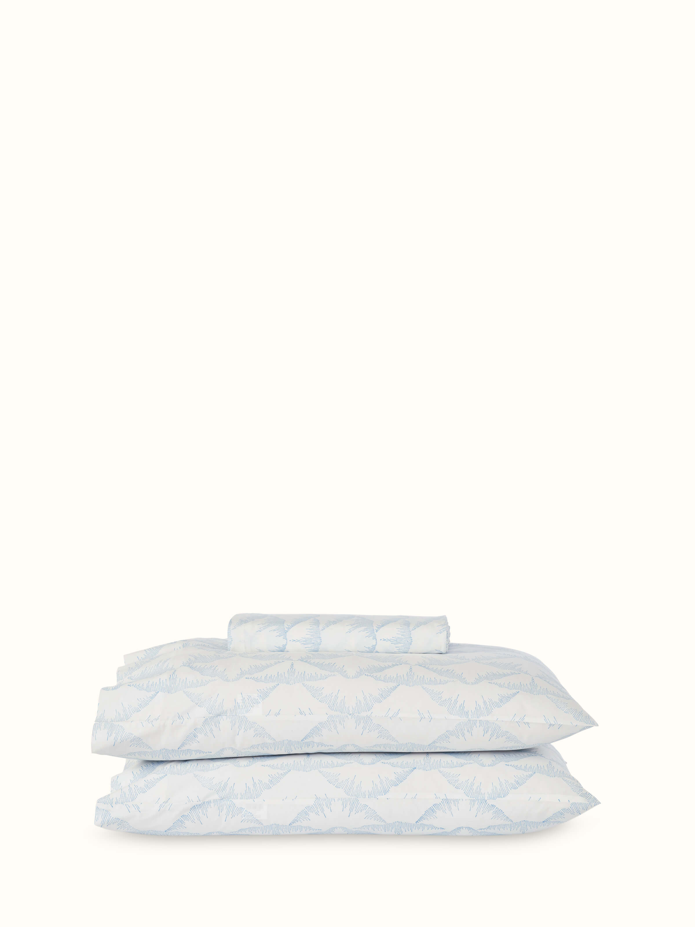 Full view of Parvat blue textured cotton Sanganeri block printed queen bedsheet set displaying the complete design