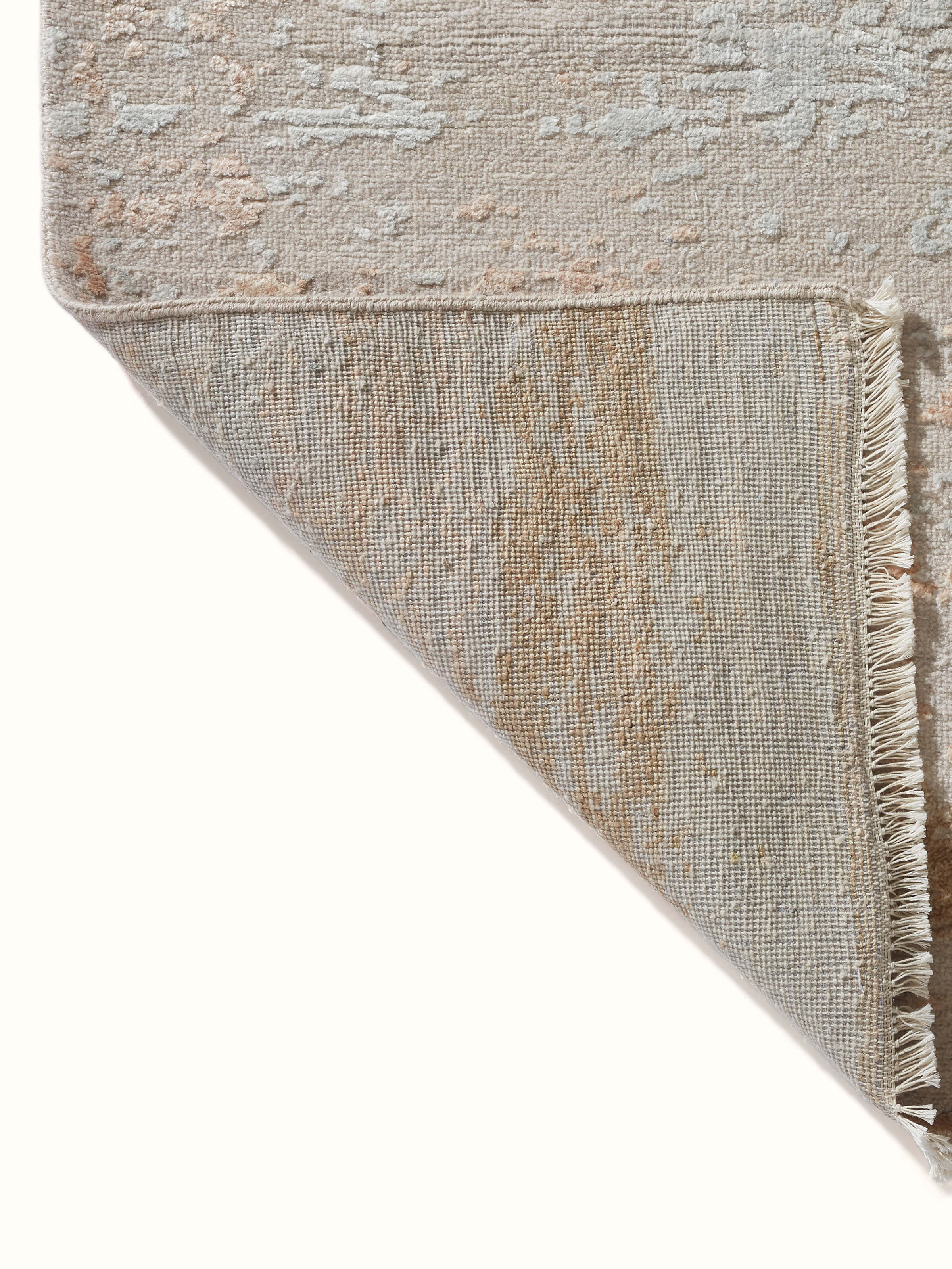 Back view of Agra hand-knotted carpet showing tight weave and high-quality finishing