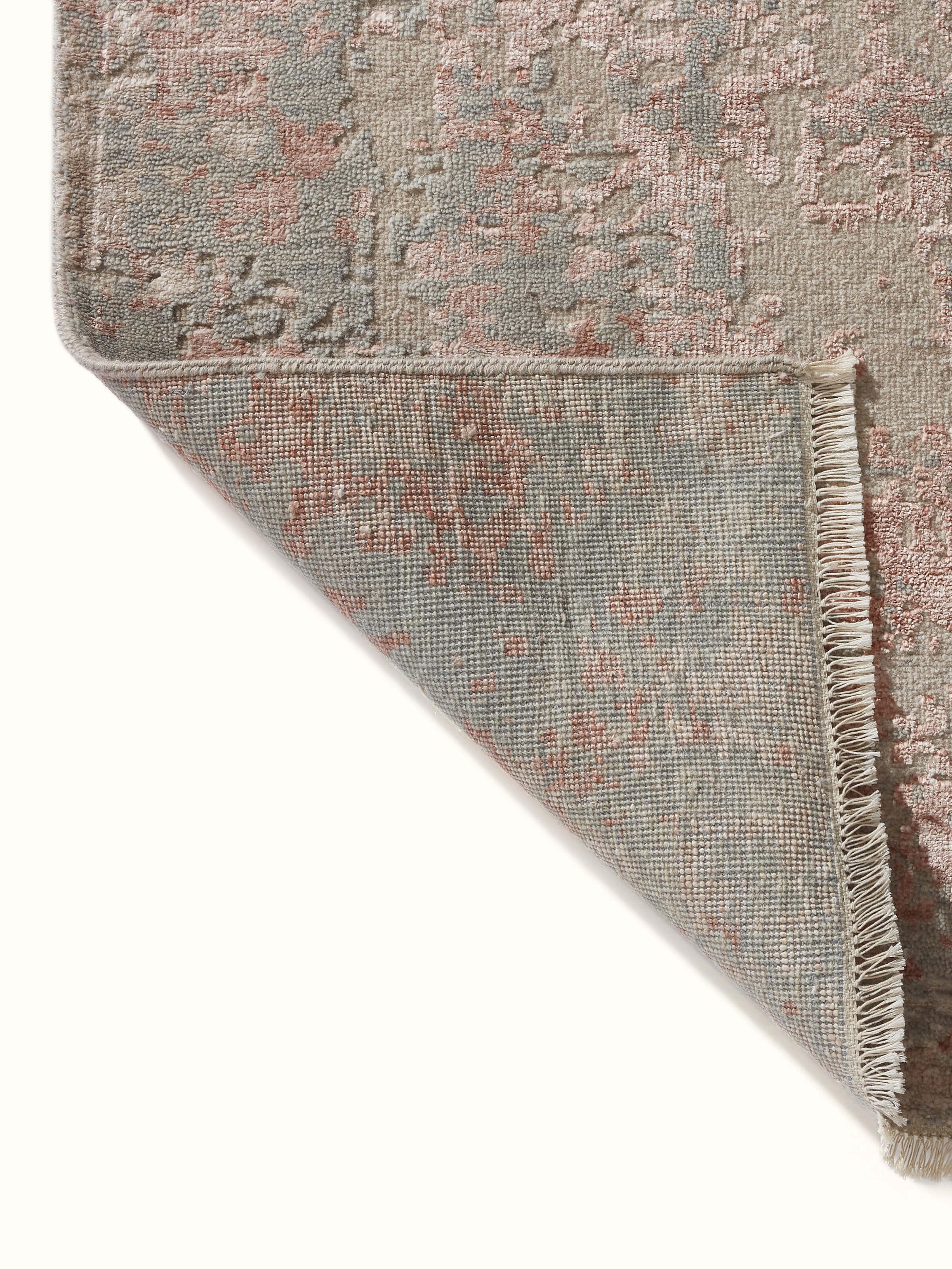 Modern Abstract Grey Blush Agra Wool & Viscose Hand-knotted Carpet