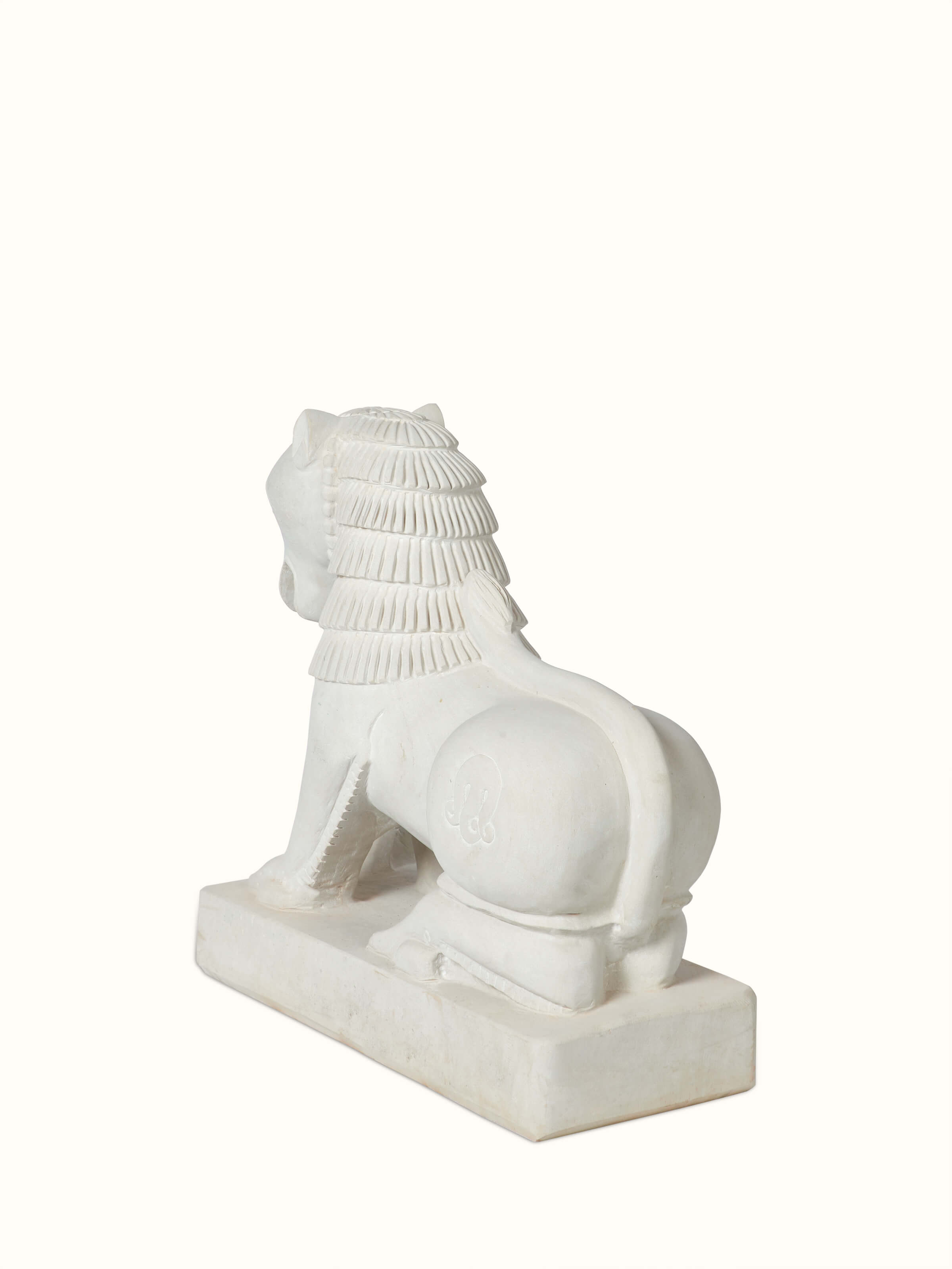 Artistic view of Shourya Carved Stone Shardul Large Sculpture, showing the sculpture from a unique angle
