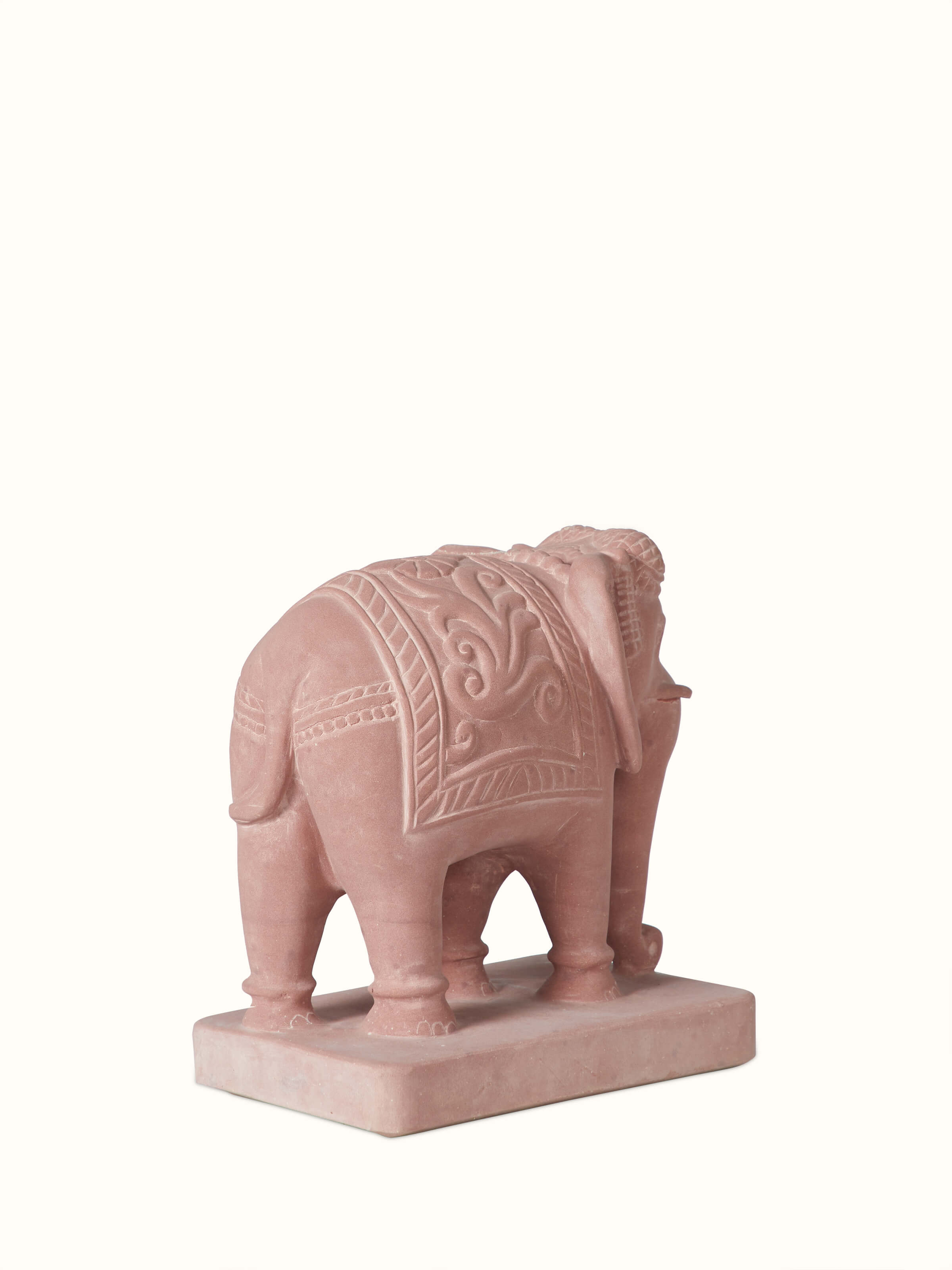 Angled view of Gajavalli carved stone Gwalior elephant sculpture