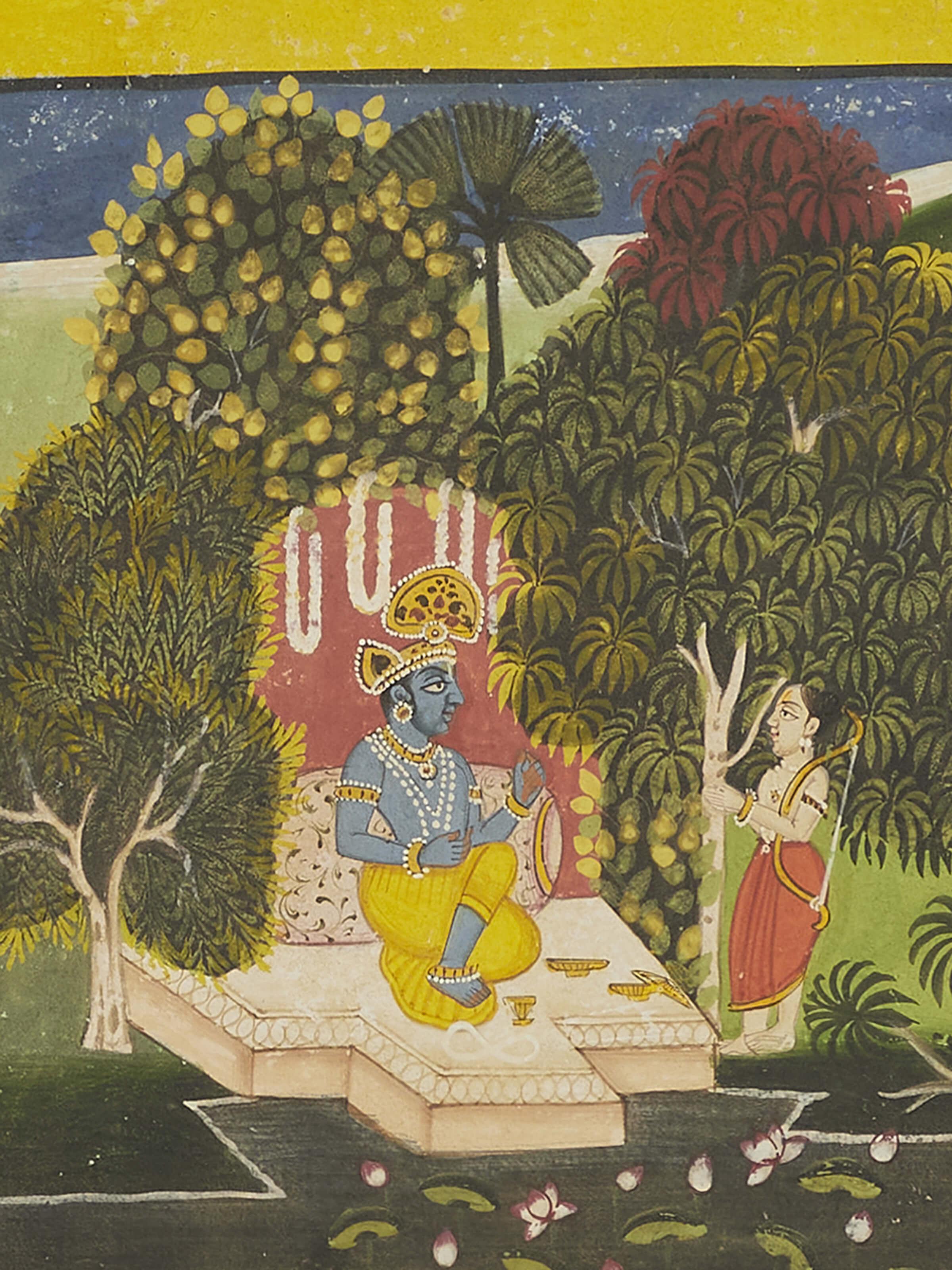 Pichwai geet govind painting with rich traditional elements and vibrant hues.