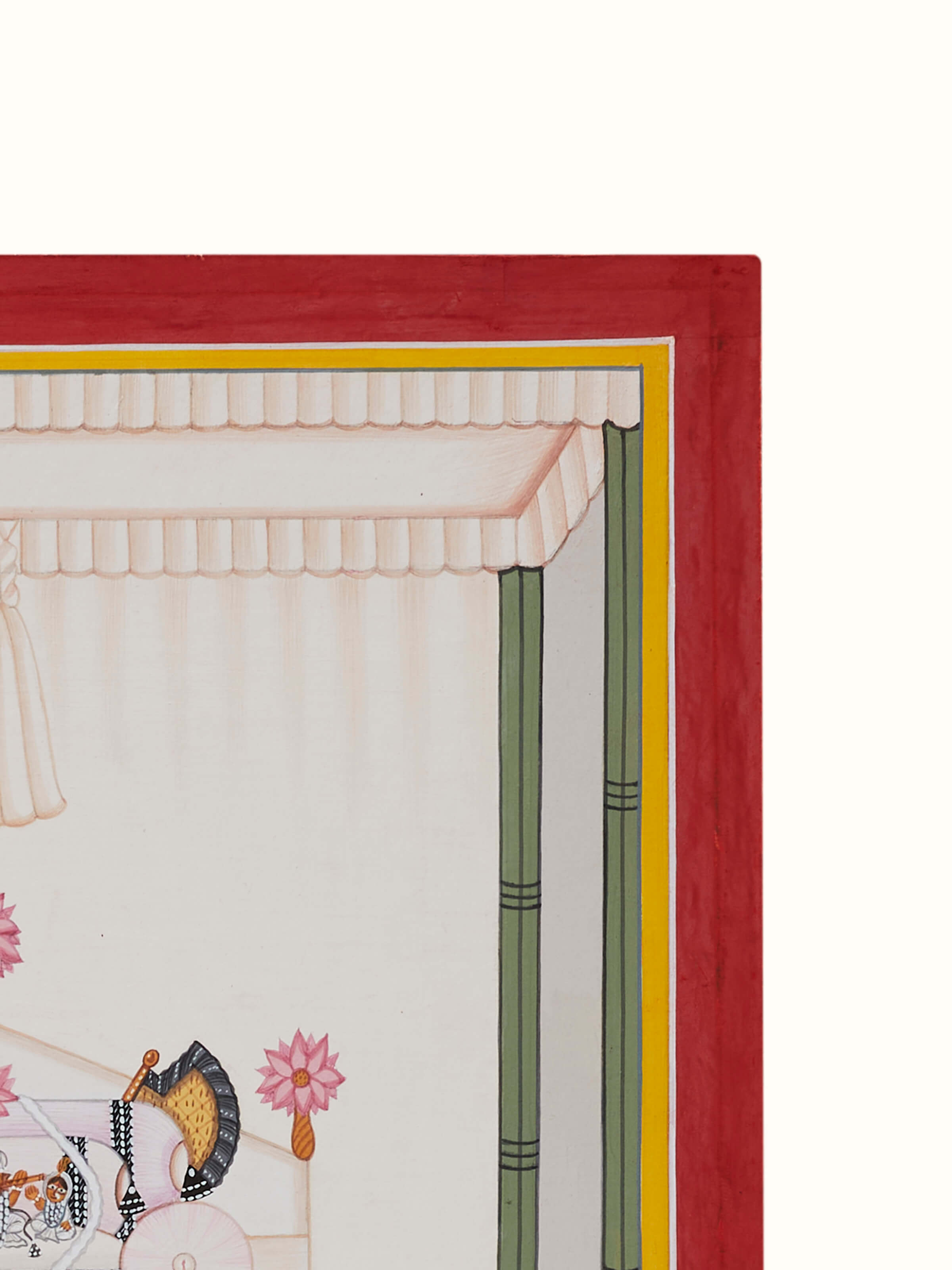 Side view of Glorious Pichwai Gopashtami Painting showing the detailed textures and layered hues.