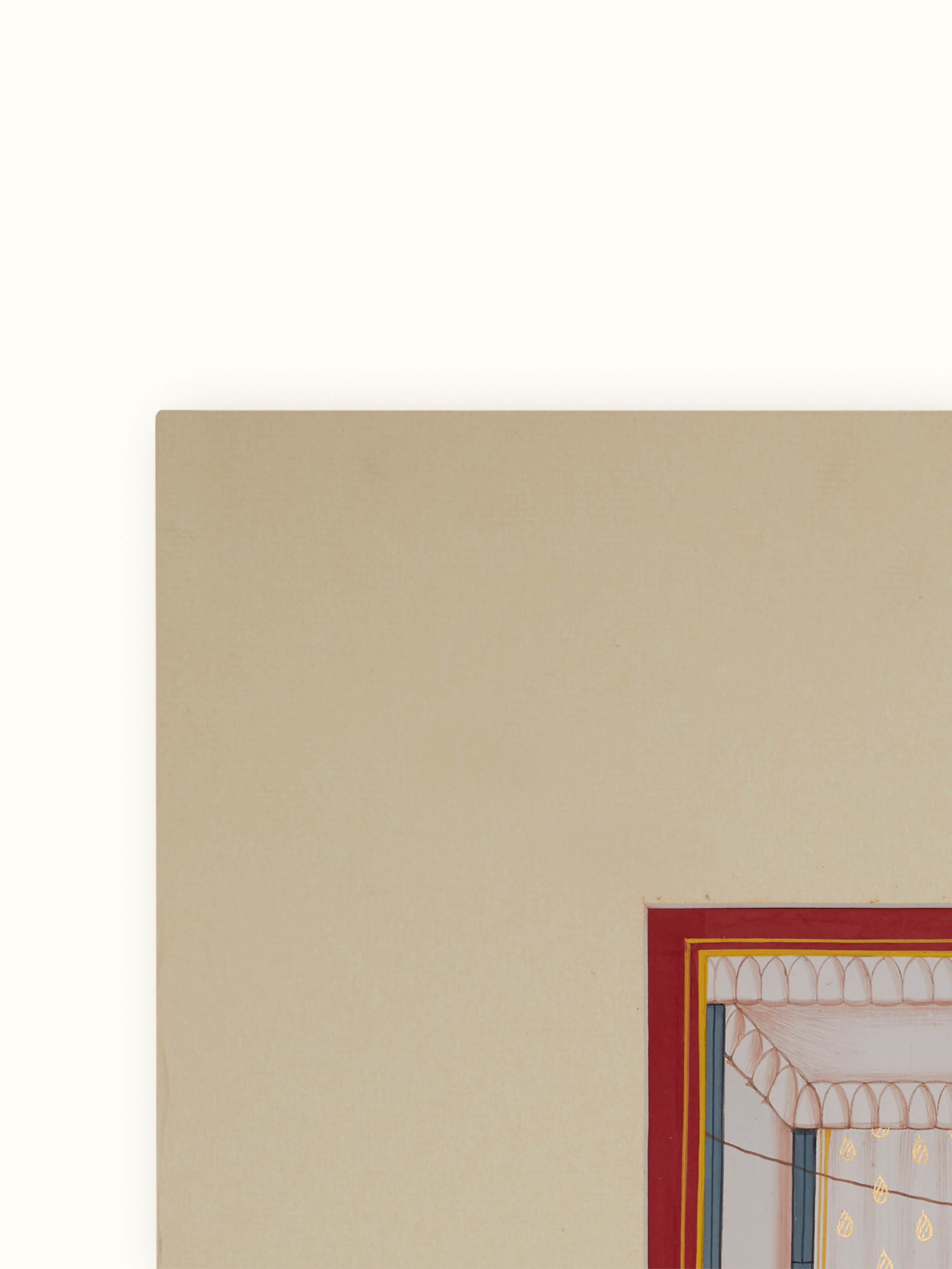 Close-up of Regal Pichwai Gopashtami painting, focusing on the fine artistic details and traditional design elements