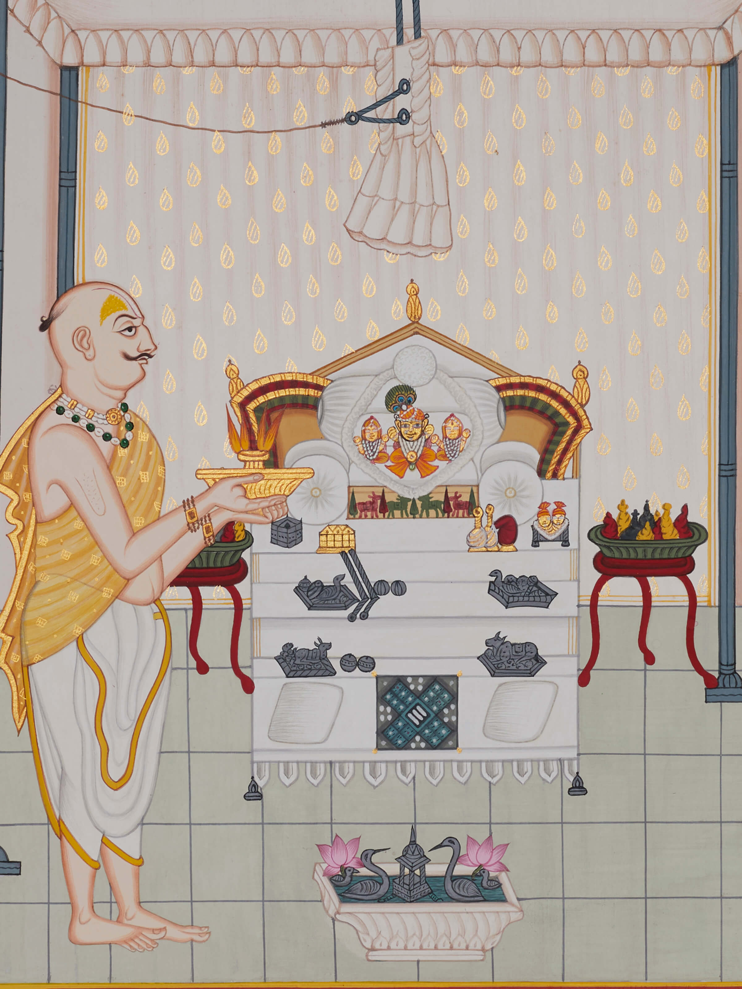 Detailed view of Regal Pichwai Gopashtami painting, emphasizing the high-quality artwork and festival portrayal