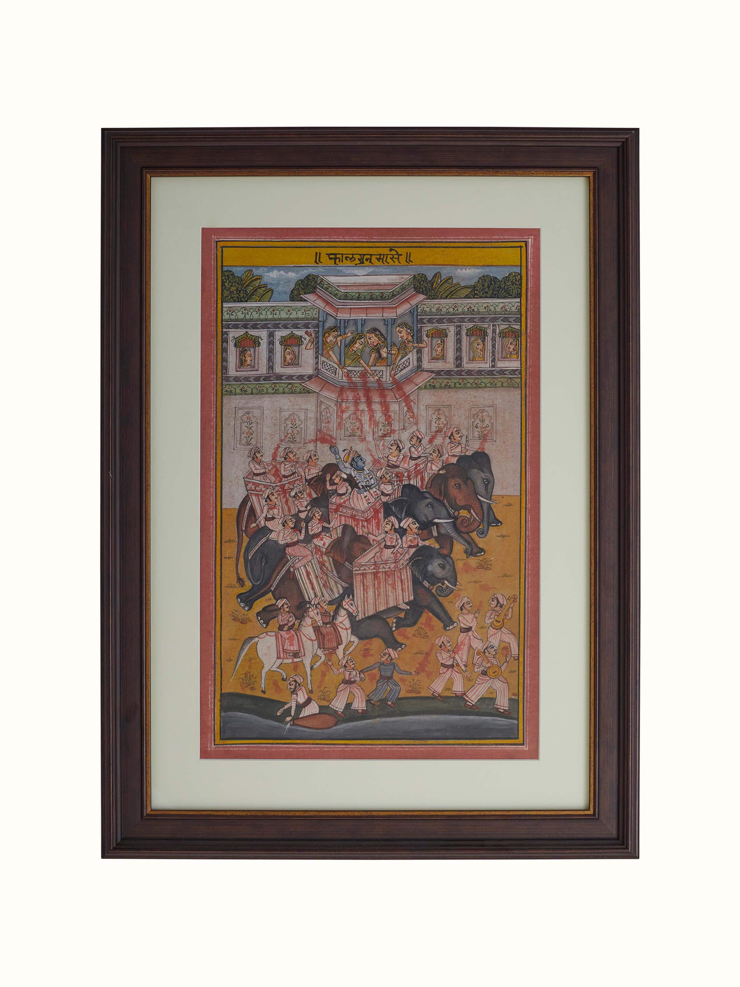 Front view of Pichwai Geet Govindam Painting set (12 pieces), showcasing the divine designs and vivid colors.