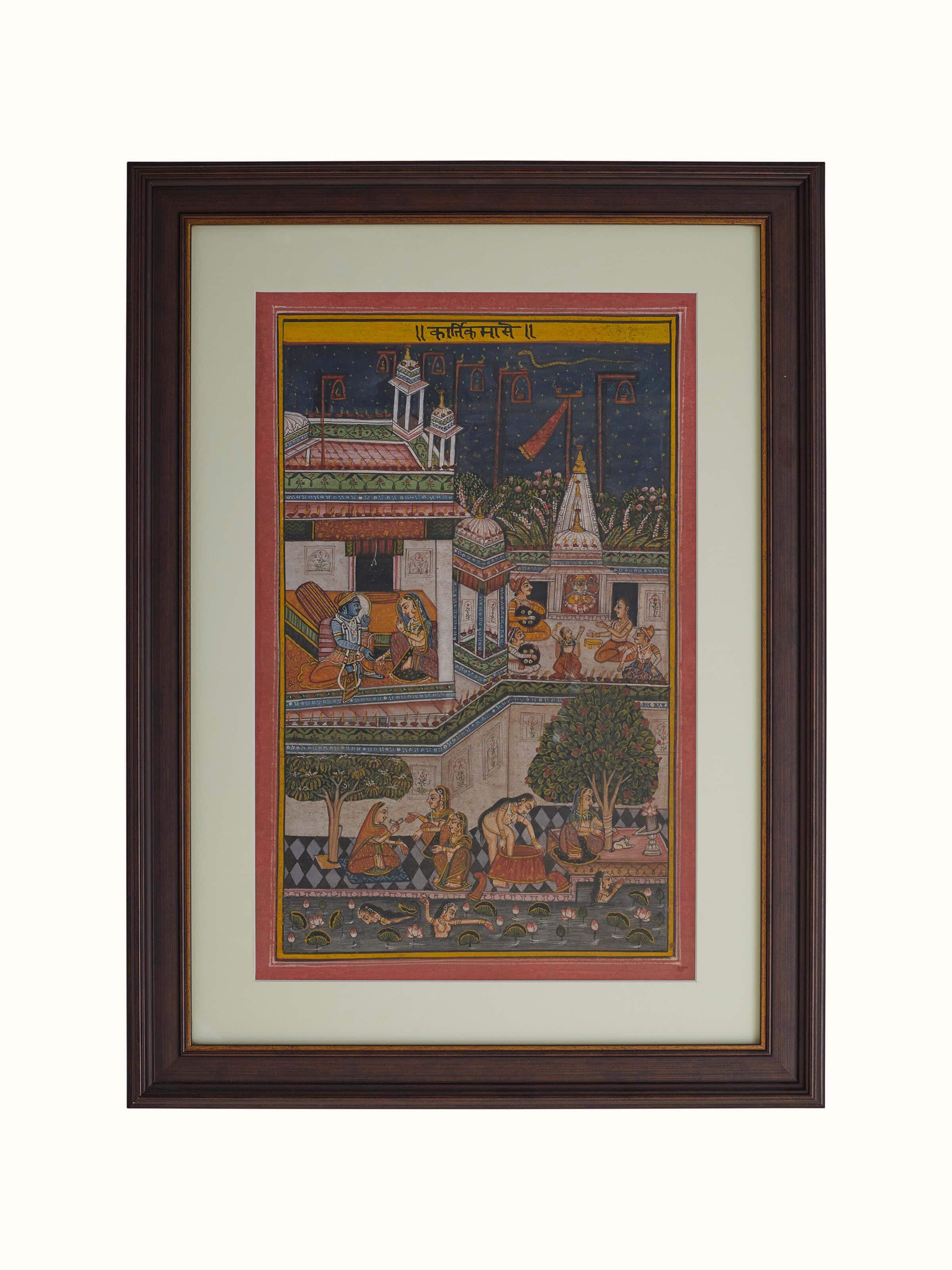 Full view of Pichwai Geet Govindam Painting set (12 pieces), displaying divine colors and vivid designs.