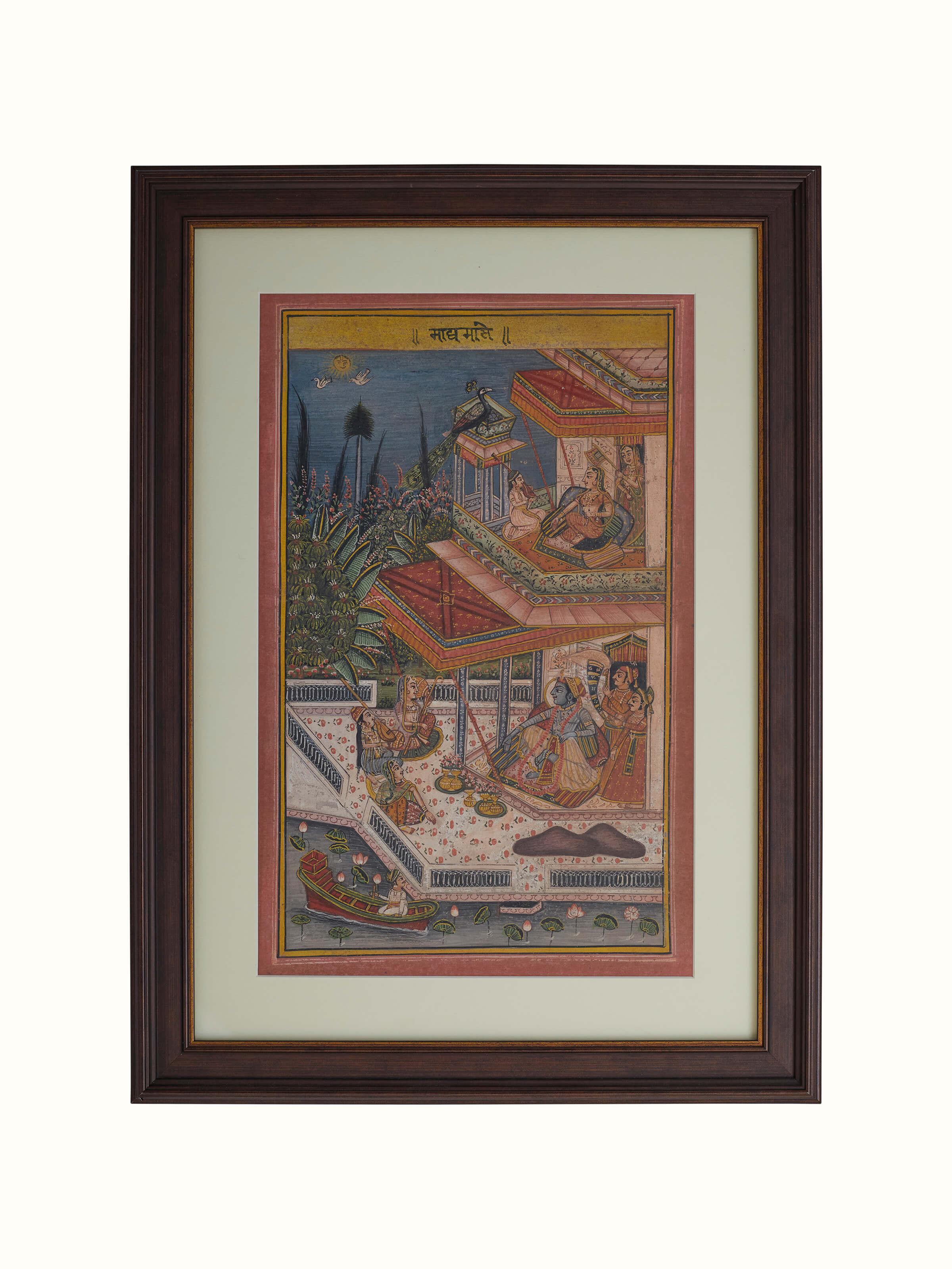 Front view of Pichwai Geet Govindam Painting set (12 pieces), highlighting traditional art and vivid imagery.