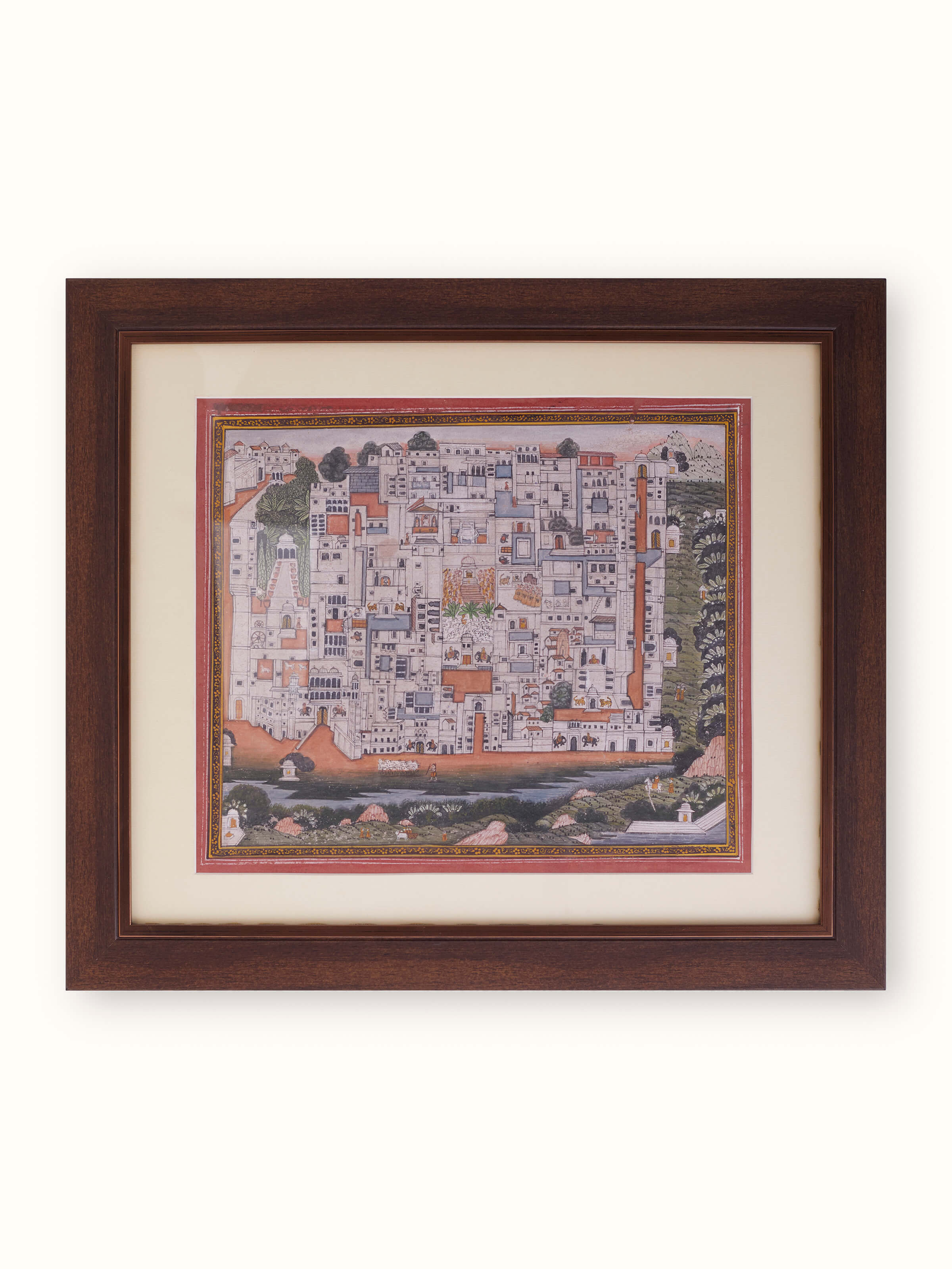 Front view of Pichwai Shreenathji in Nathdwara Temple Painting capturing vibrant temple art