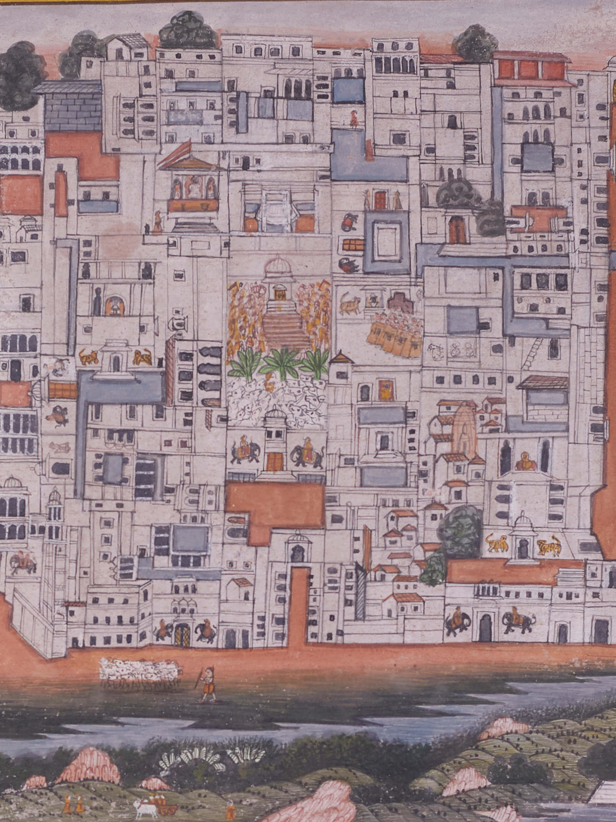 Detailed view of Pichwai Shreenathji in Nathdwara Temple Painting focusing on intricate details