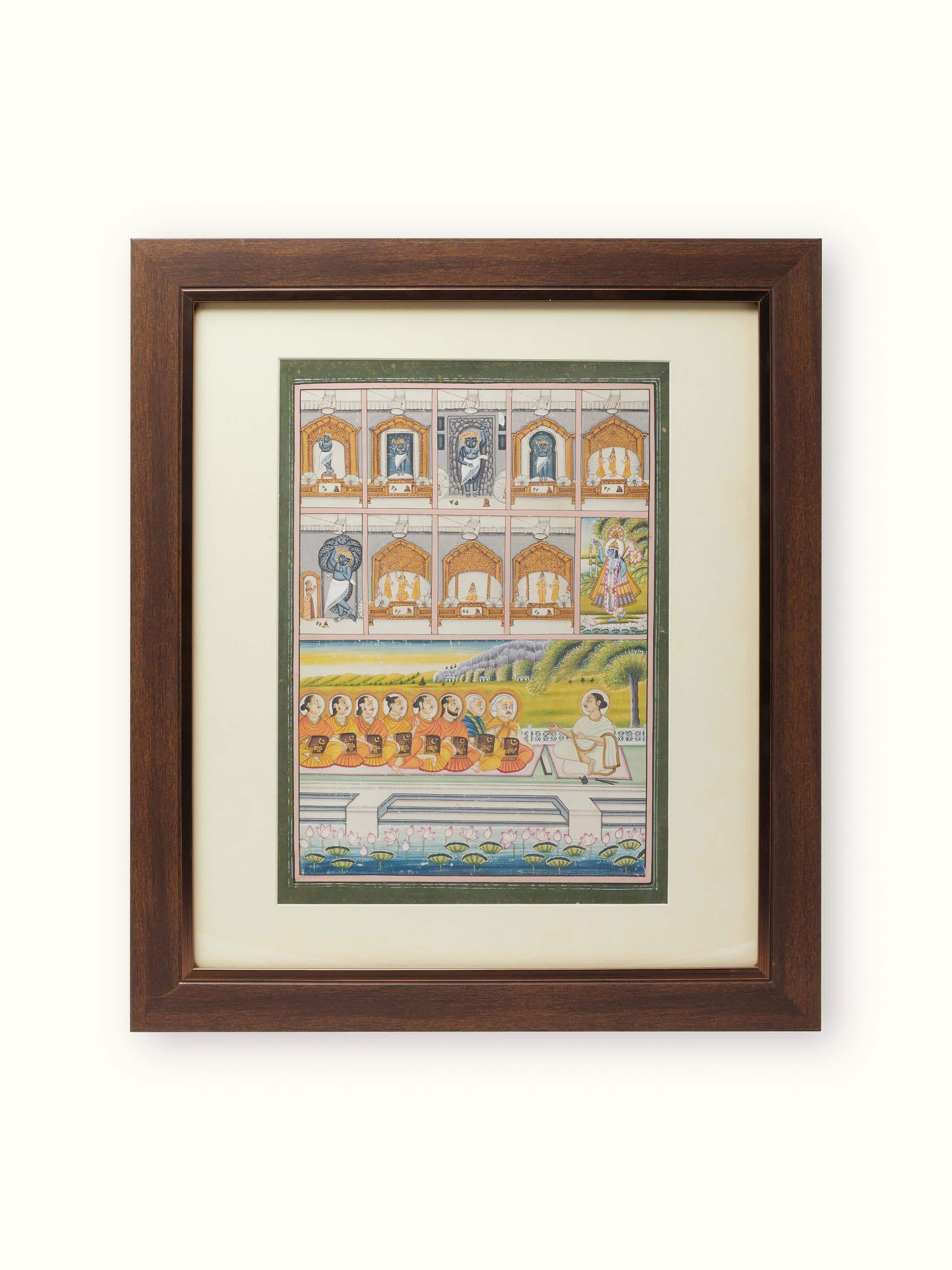 Front view of Jai Pichwai Shreenathji painting featuring vibrant colors and traditional Pichwai art style