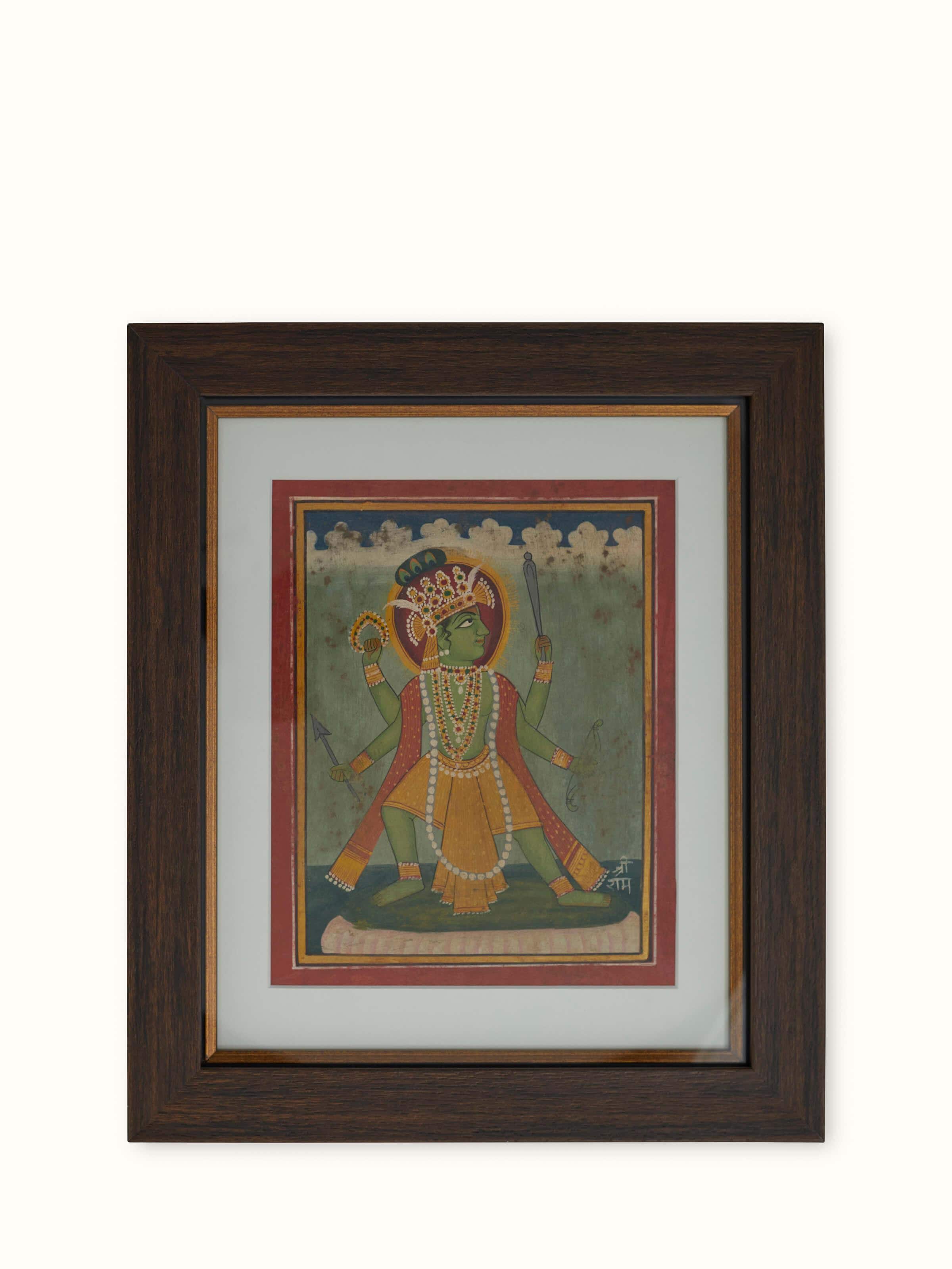 Front view of Pichwai Vishnu Avatar Painting depicting Lord Vishnu in a serene pose with intricate detailing
