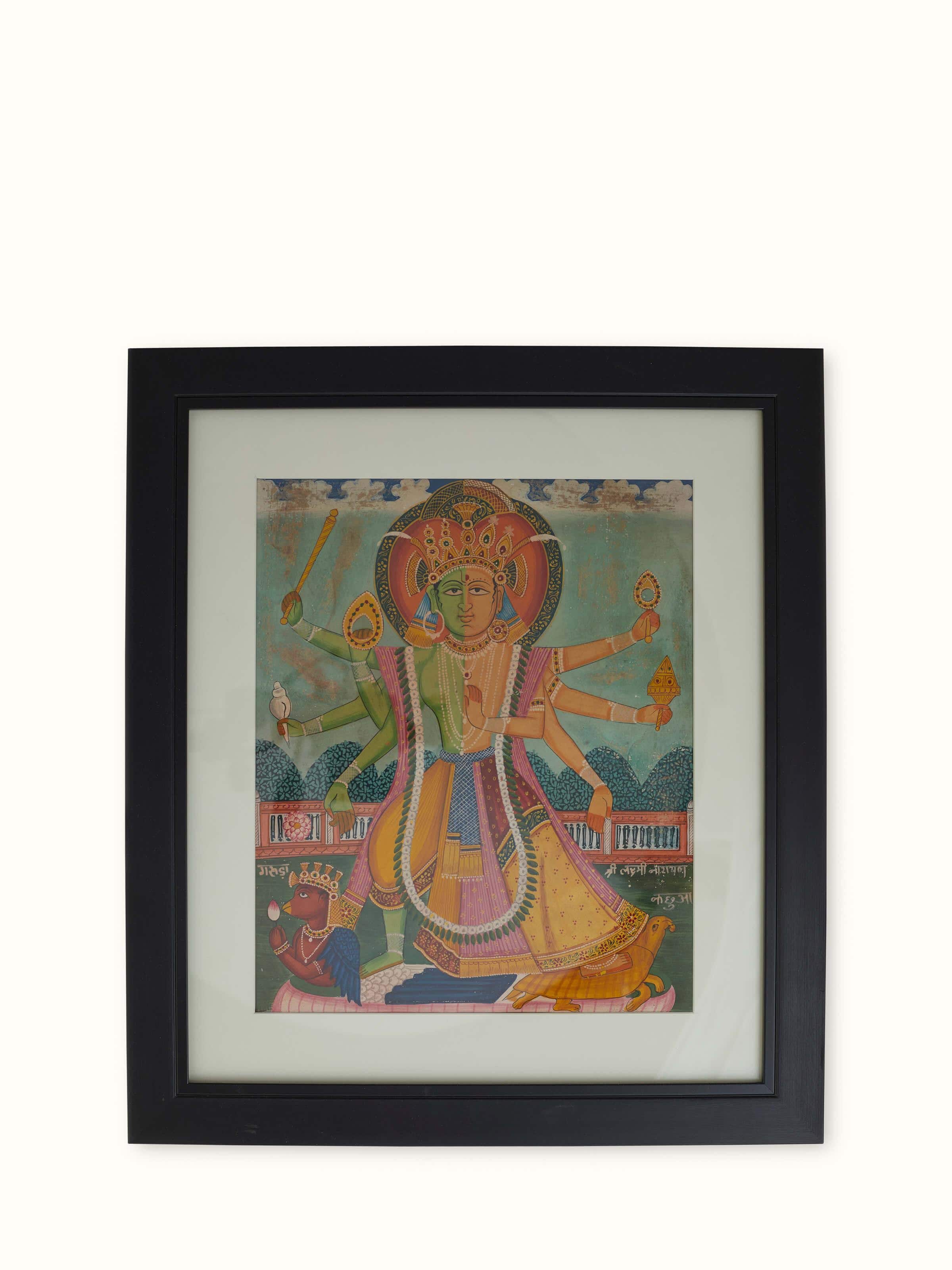Side view of Pichwai Vishnu Avatar Painting highlighting the dynamic portrayal of Lord Vishnu with detailed craftsmanship