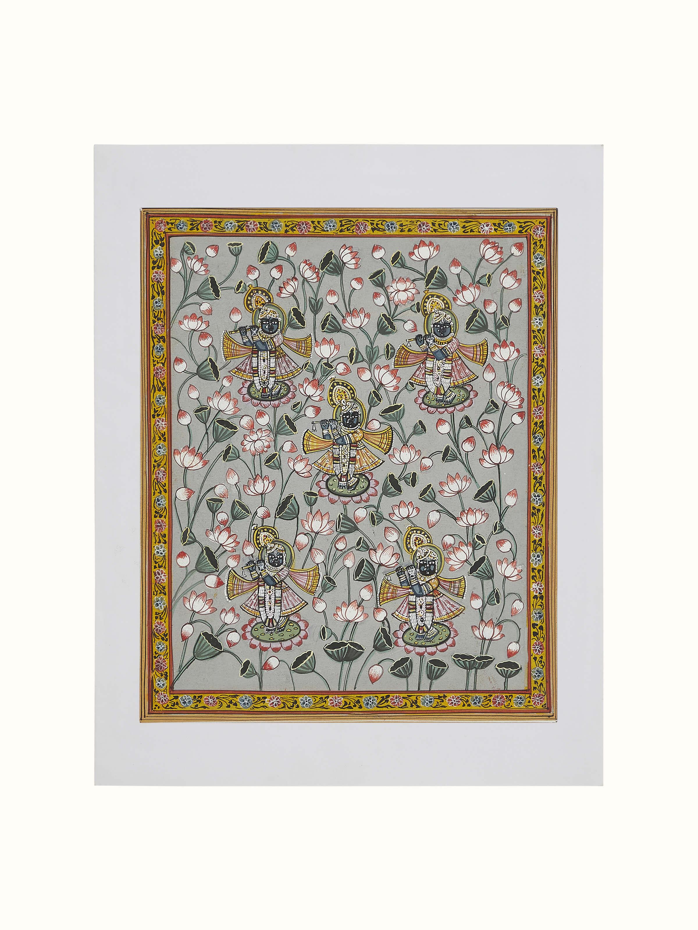 Front view of Pichwai Shilp Jal Vihar Painting showcasing intricate traditional art.