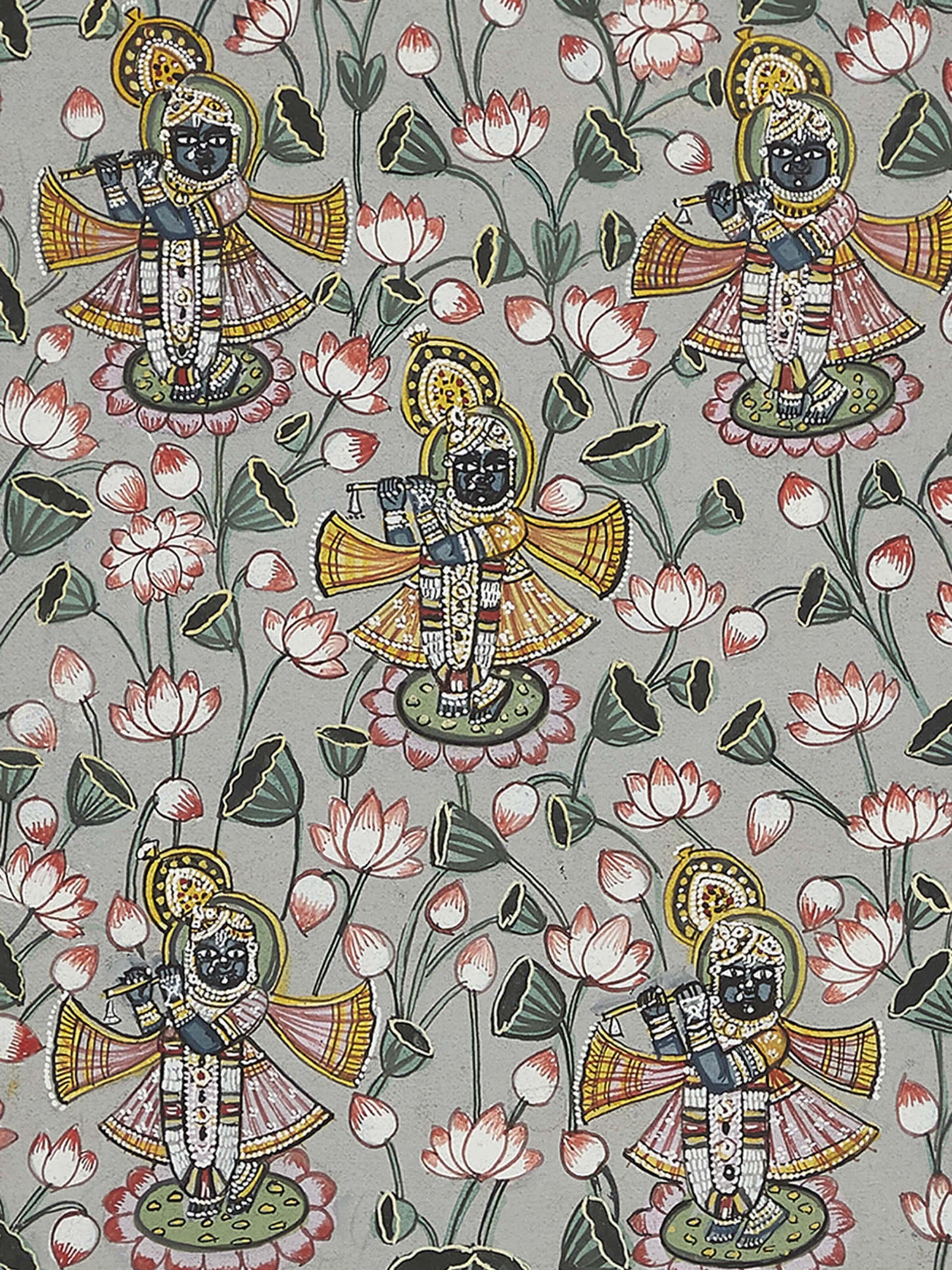 Full view of Pichwai Shilp Jal Vihar Painting displaying the complete artwork.