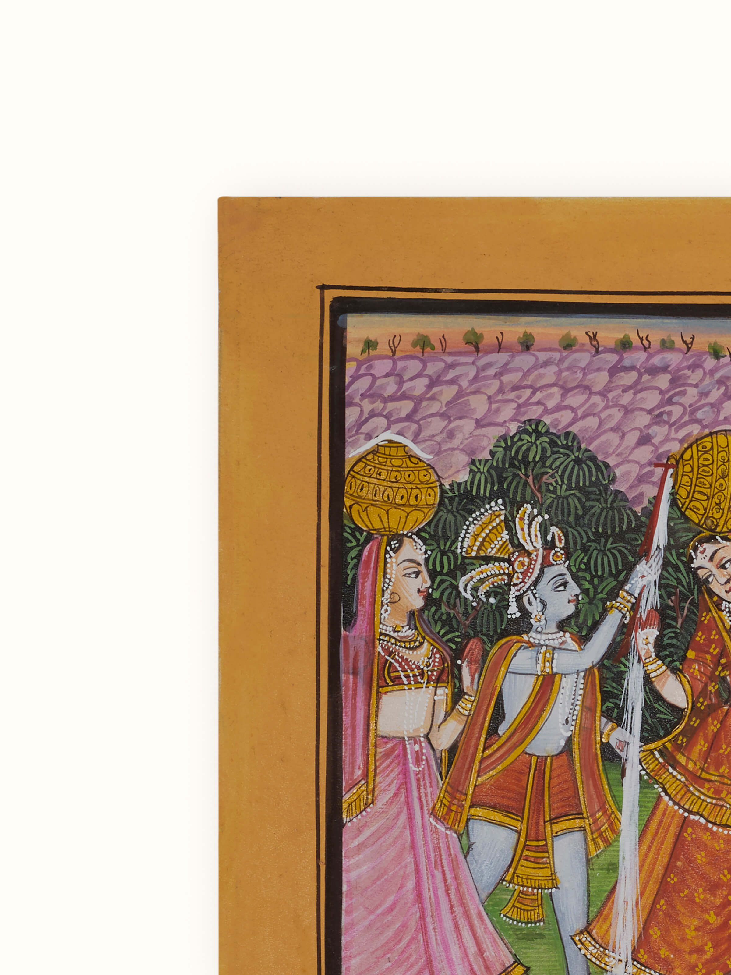 Side view of Pichwai Gopis with Shreenathji Painting showing depth and artistic elements