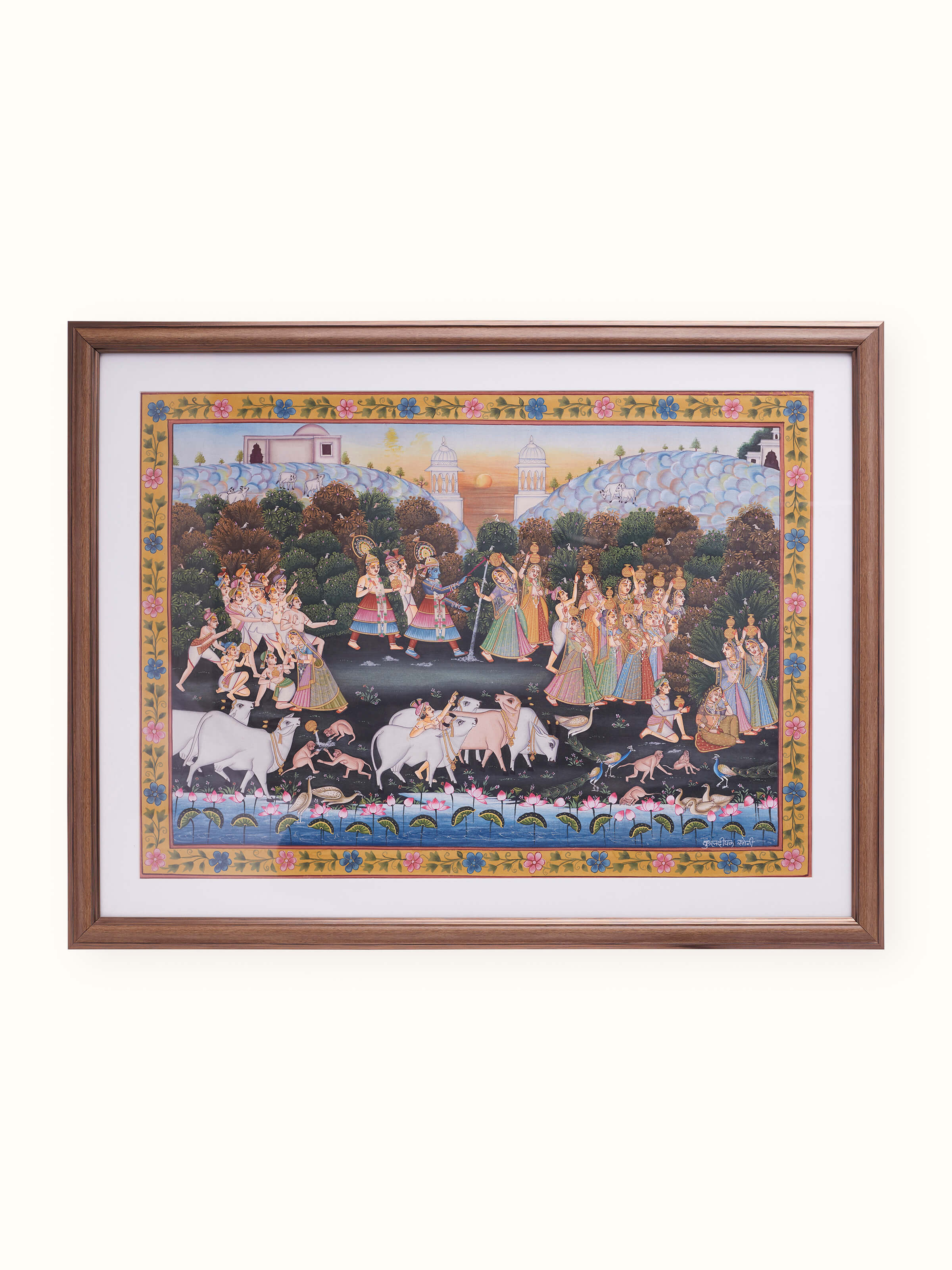 Front view of Pichwai Makhan Chori Painting featuring traditional art style