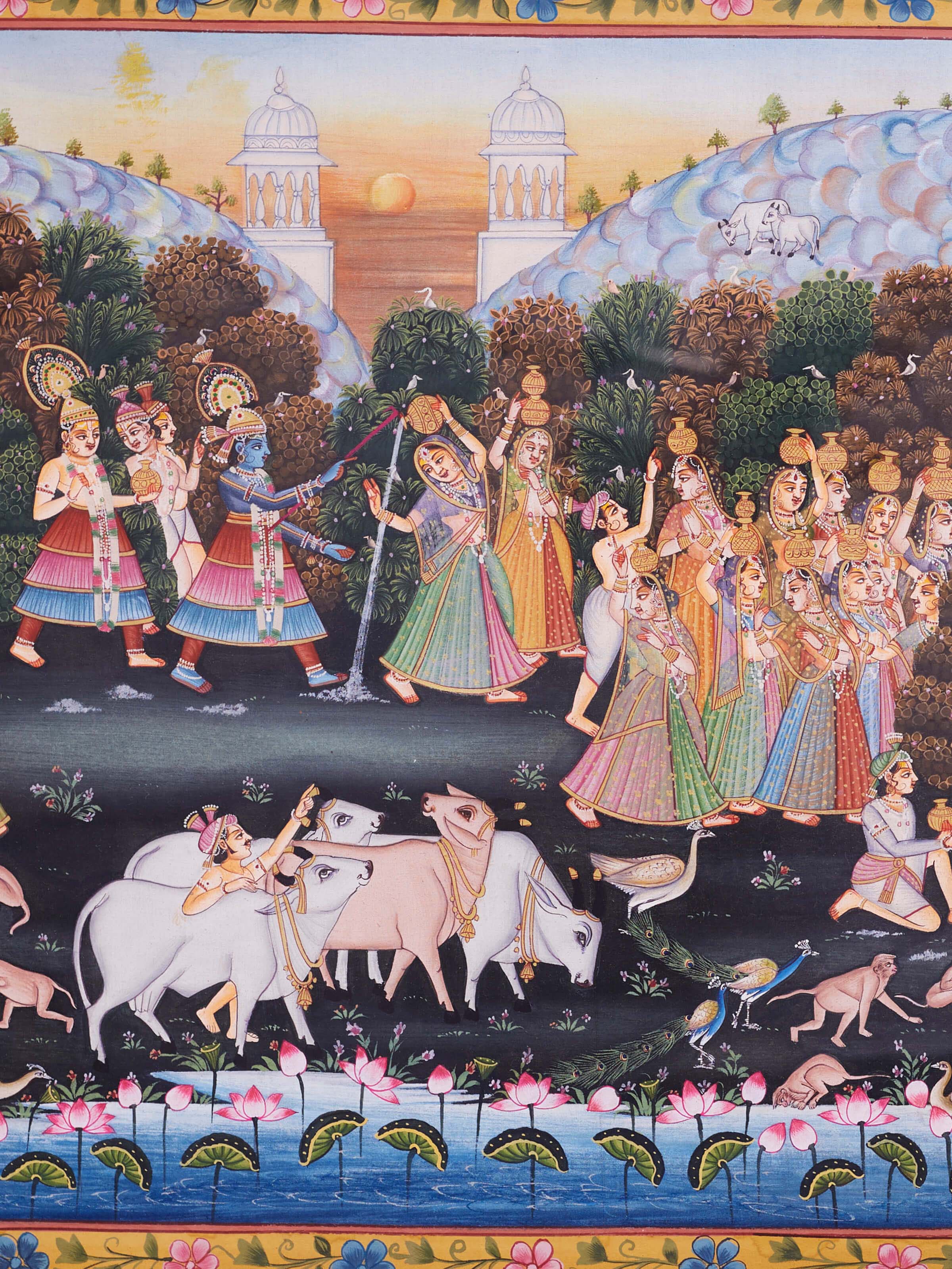 Detailed view of Pichwai Makhan Chori Painting showing artistic intricacies