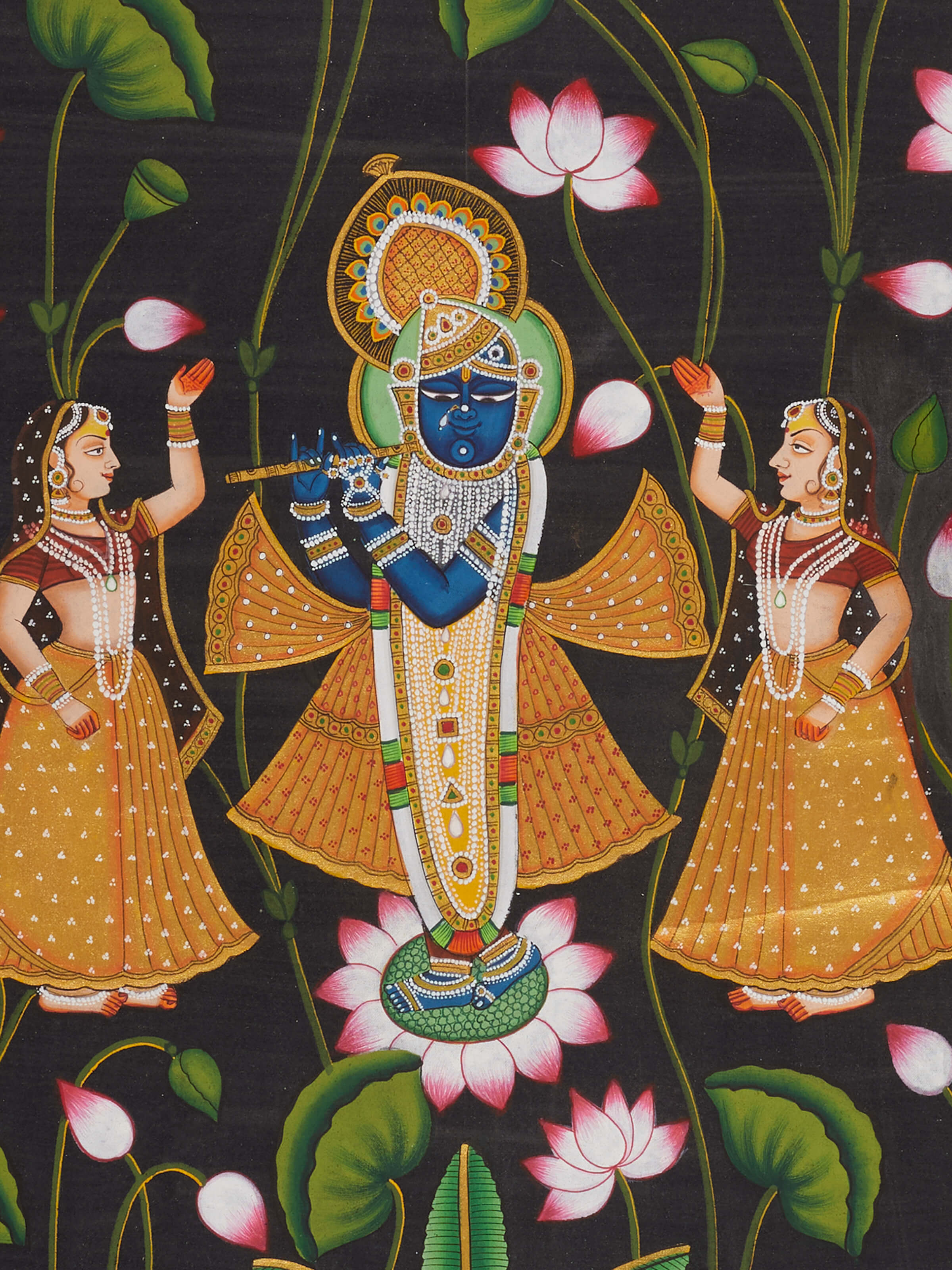Side view of Pichwai Shreenathji in jungle painting