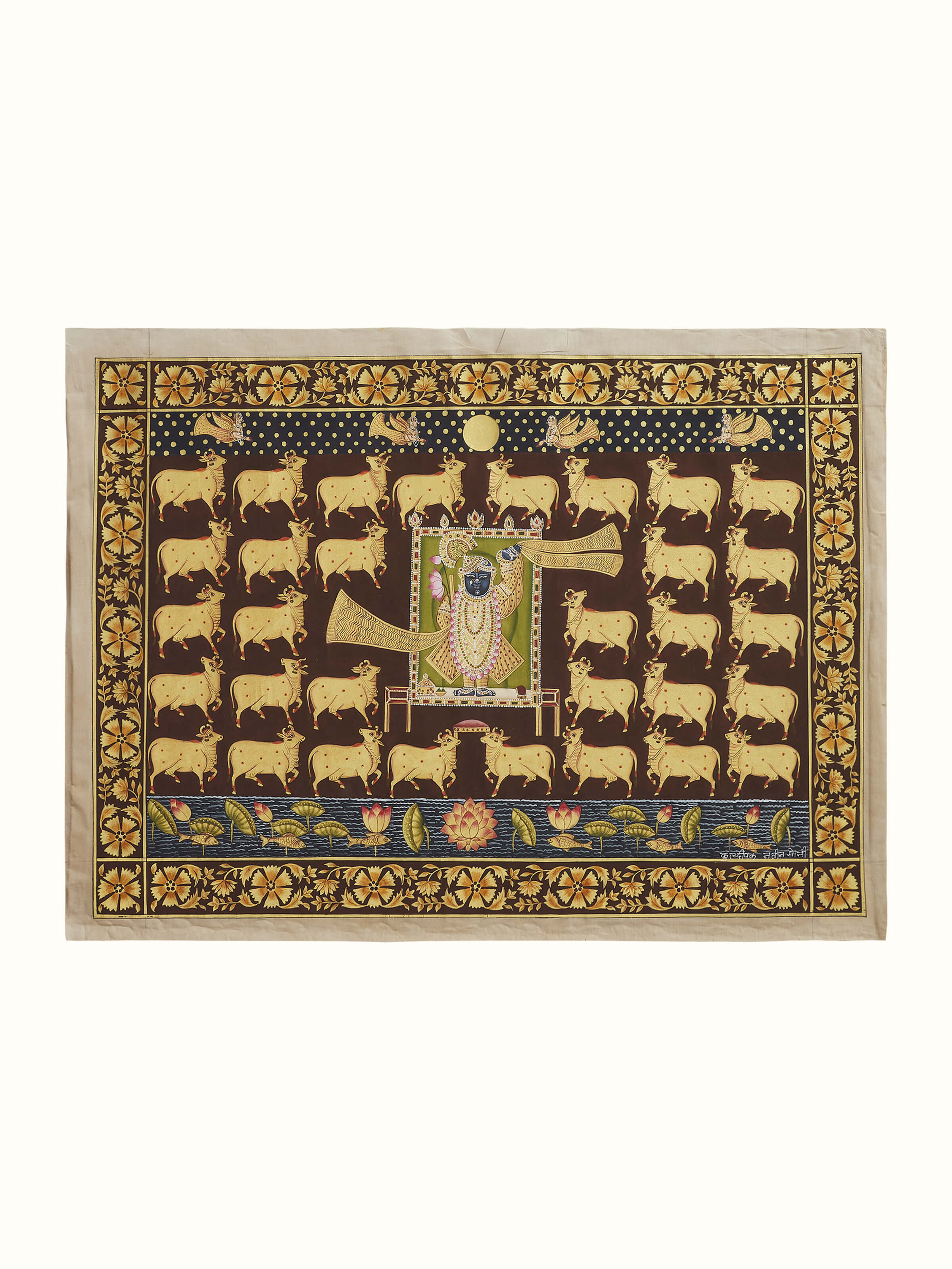 Front view of Pichwai Gopala Painting showing traditional Pichwai style with vivid colors and detailed motifs