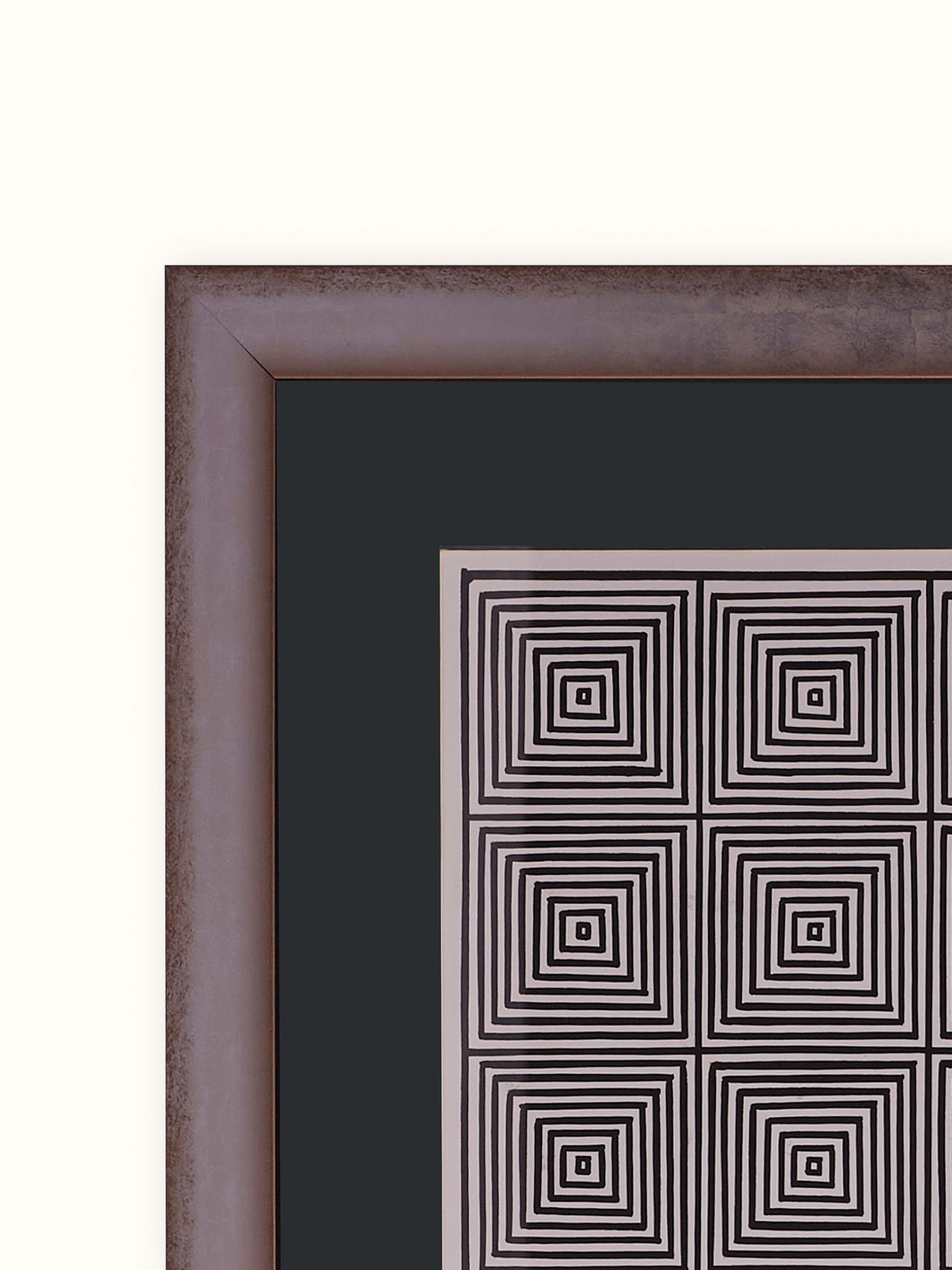 Close-up view of Pichwai Geometric Illusion with Cows Painting by Swadesh, highlighting the intricate cows and geometric design.