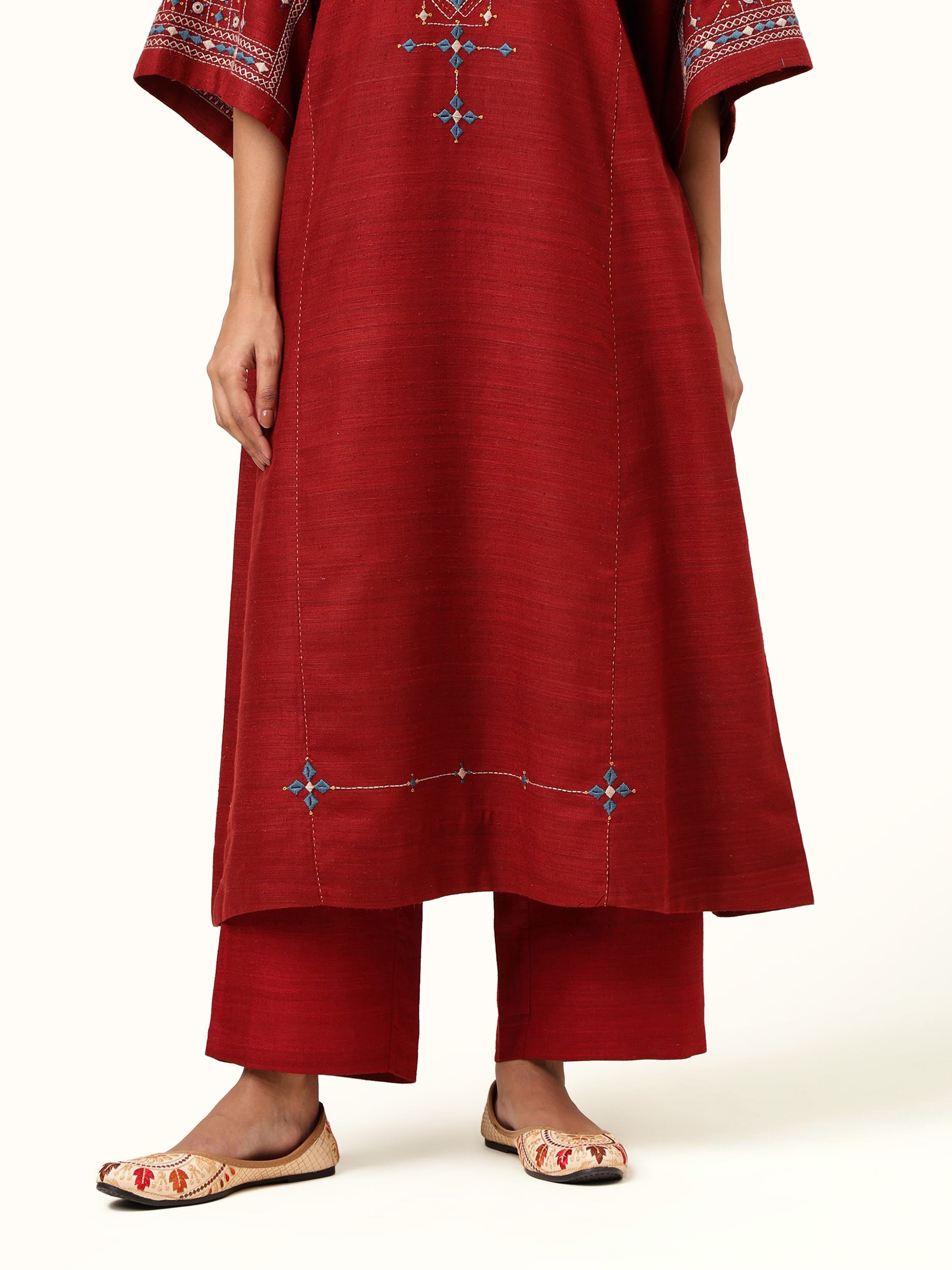 Maroon Matka Silk Palazzos