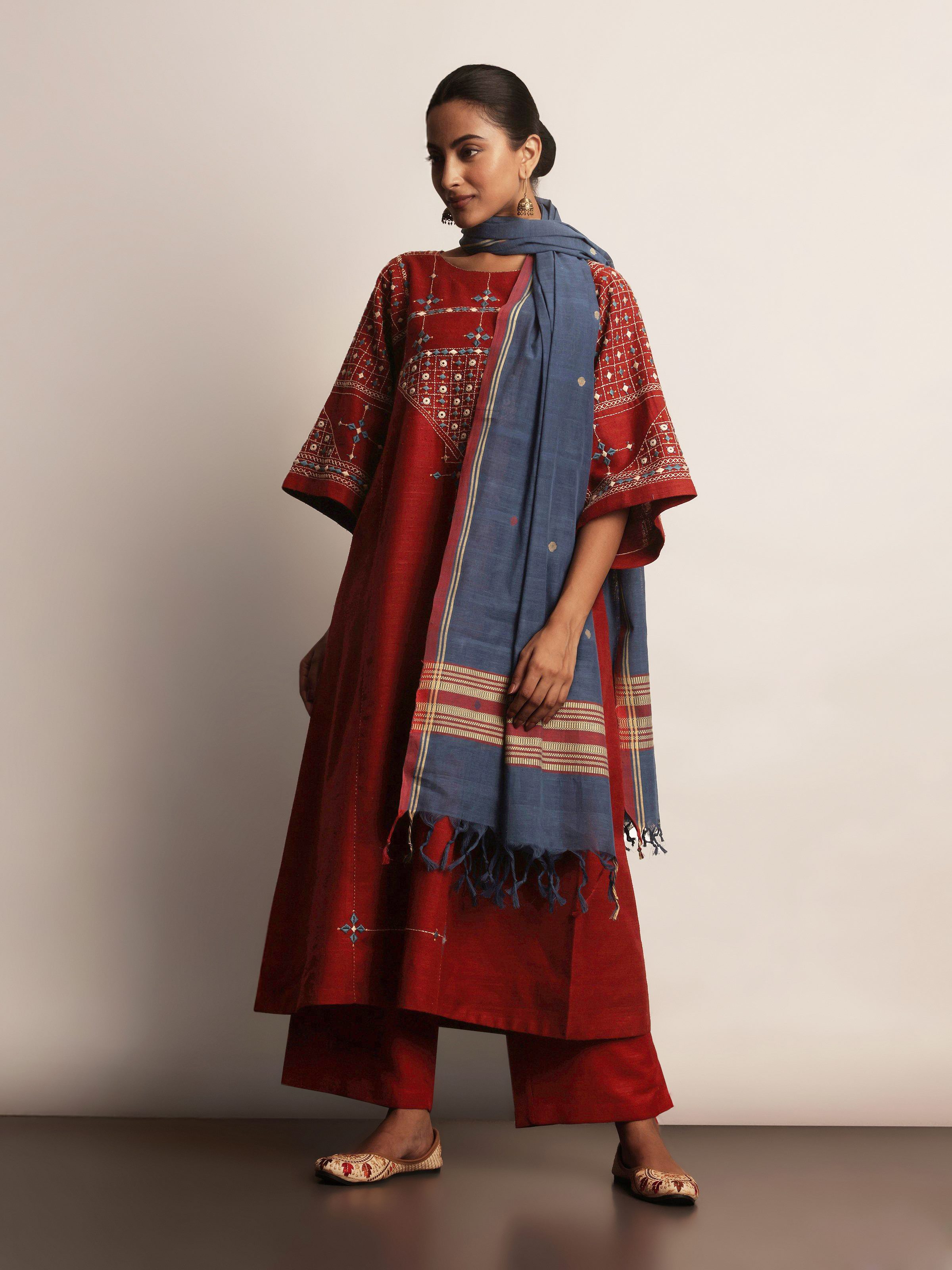 Maroon Matka Silk Palazzos