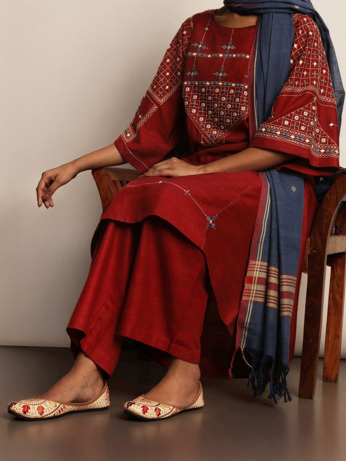 Maroon Matka Silk Palazzos