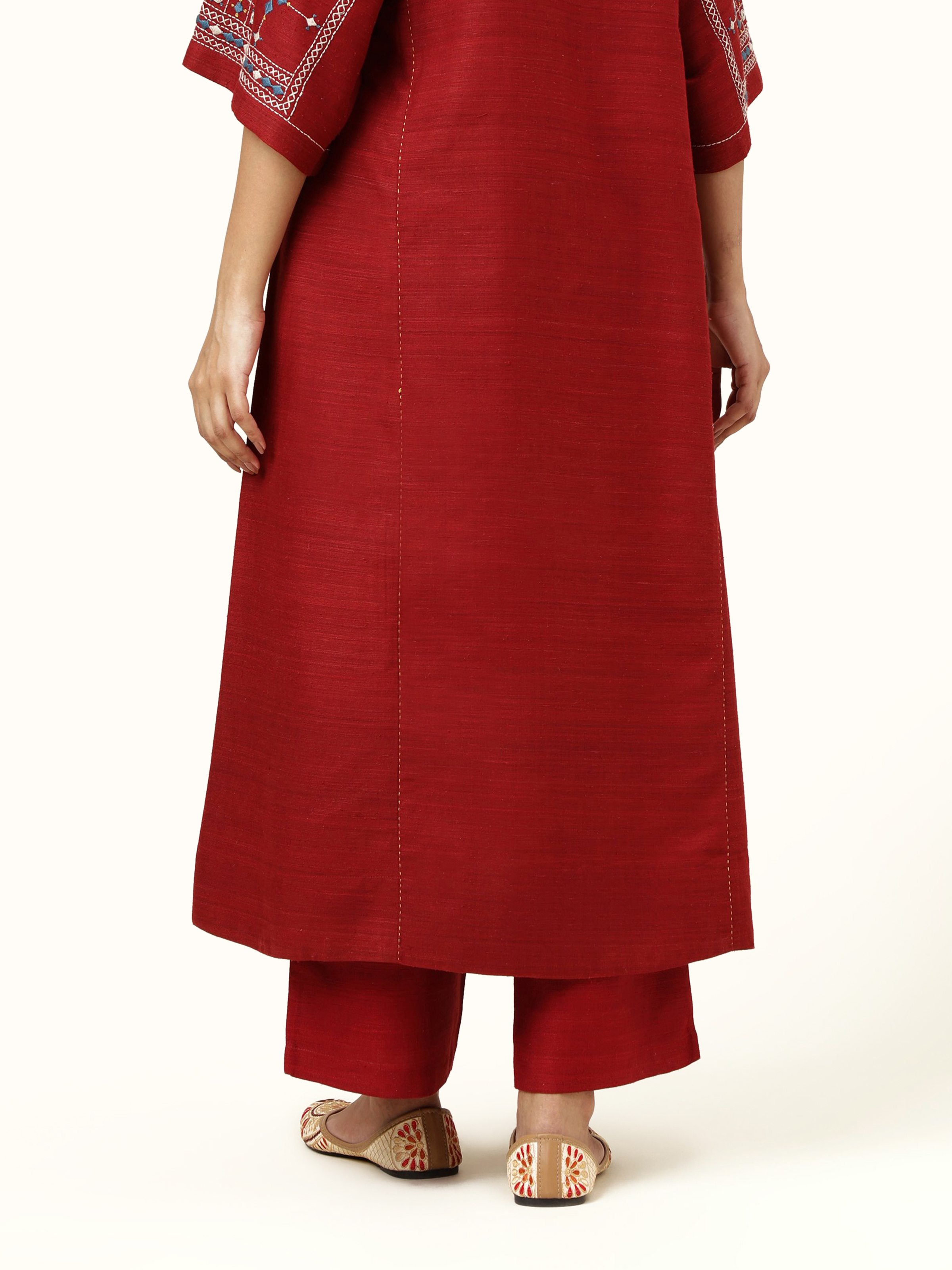Maroon Matka Silk Palazzos