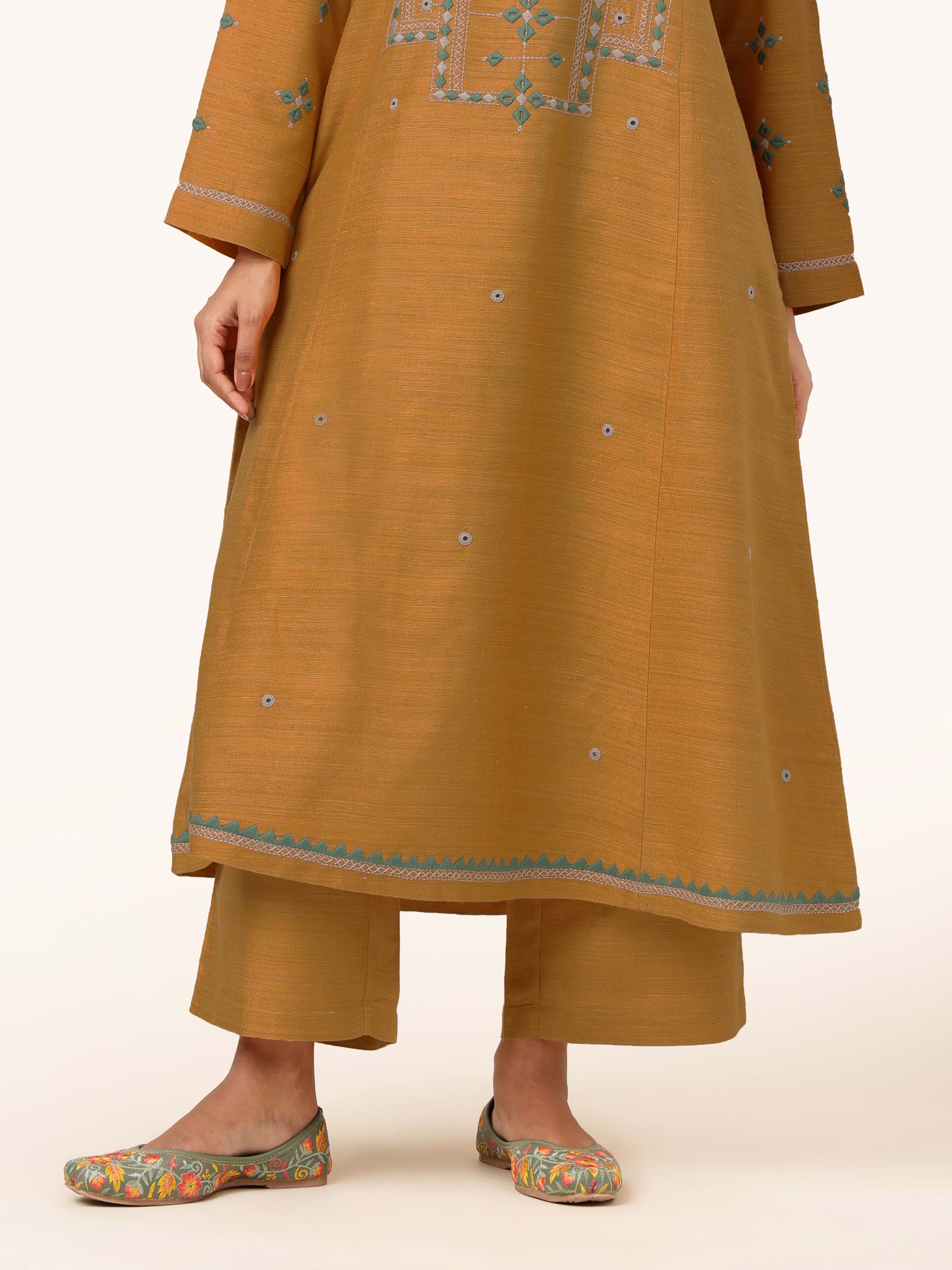 Mustard Matka Silk Palazzos