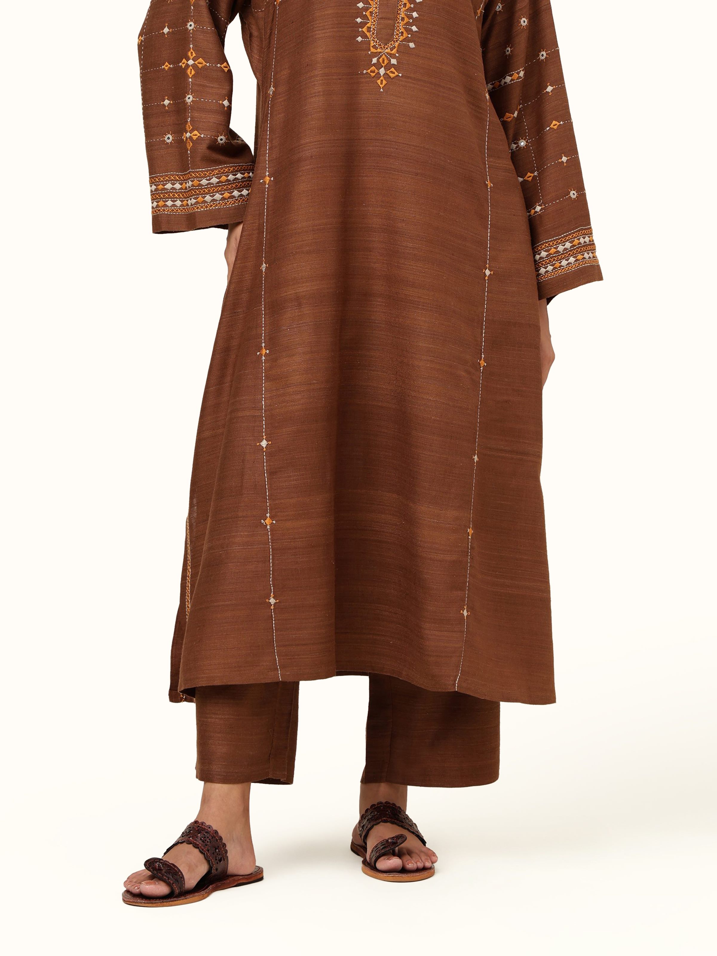 Brown Matka Silk Palazzos