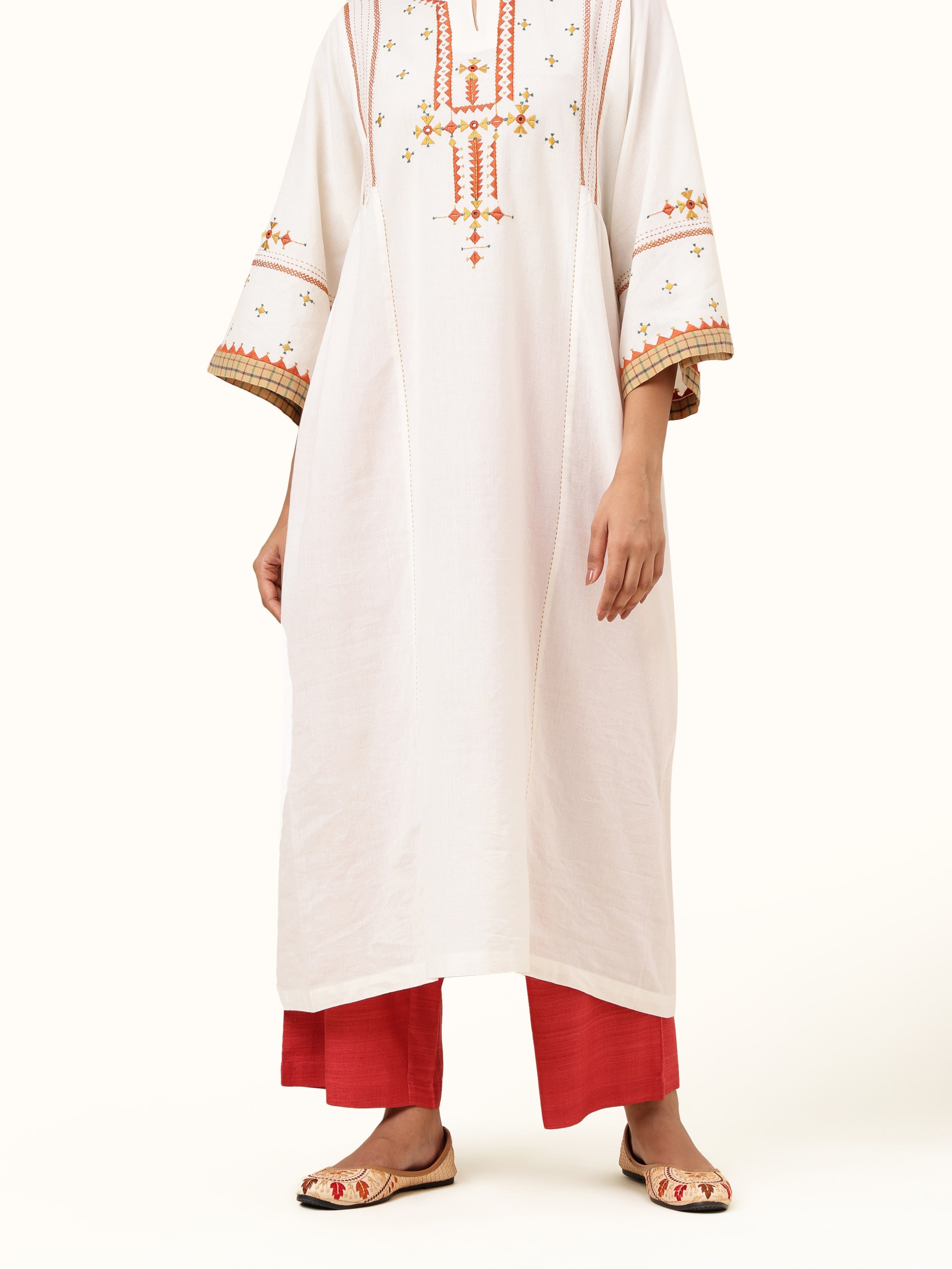 Coral Matka Silk Palazzos