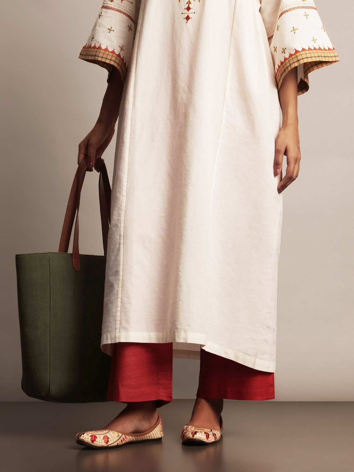 Coral Matka Silk Palazzos