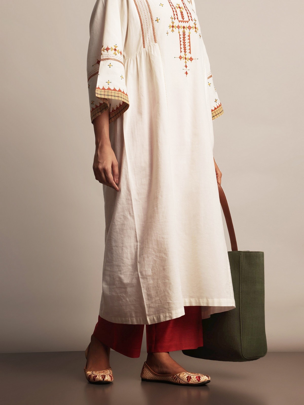 Coral Matka Silk Palazzos