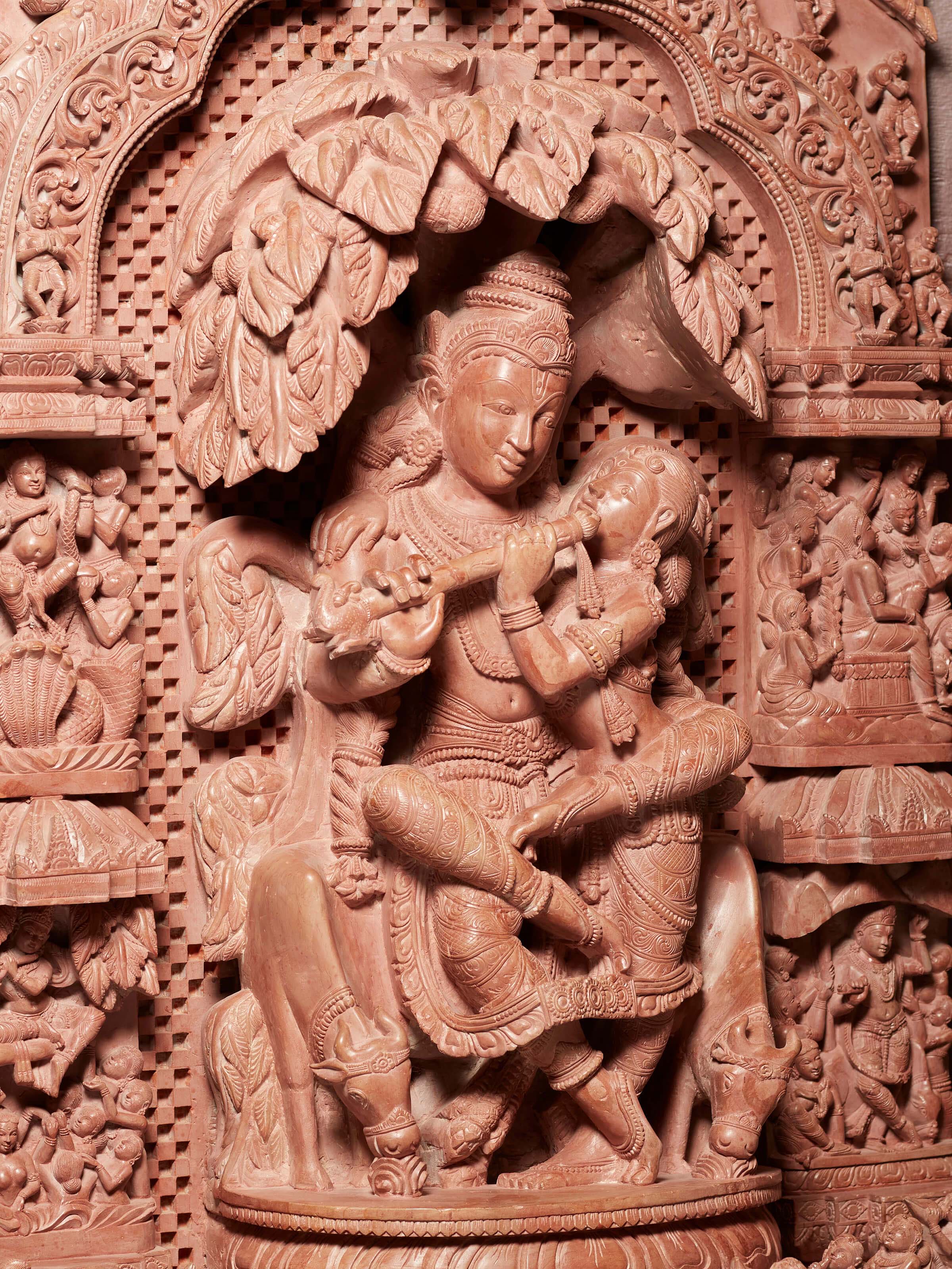 Alternate view of Carved Stone Dancing Radha & Krishna Idol showcasing different angles and carvings.