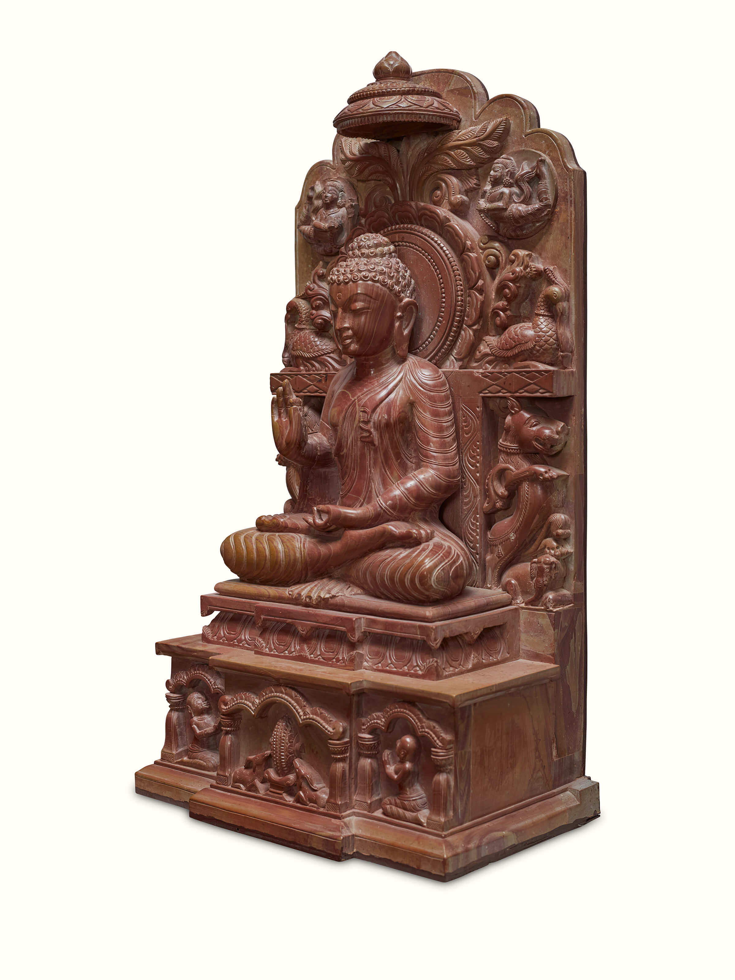 Alternate view of Carved Stone Enlightened Buddha Idol showcasing different angles and intricate carving.
