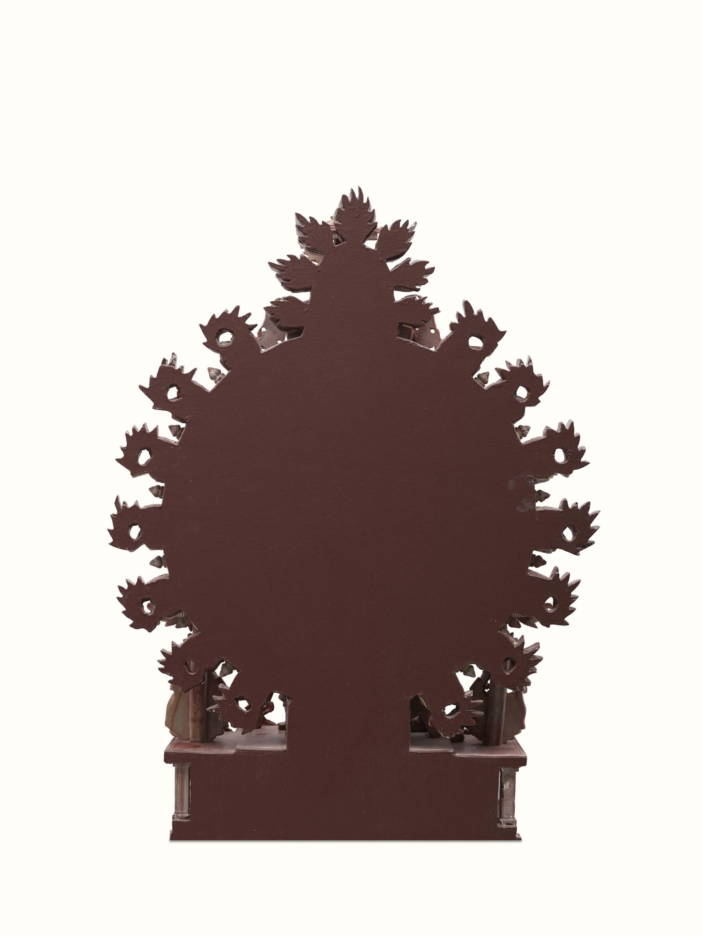 Close-up of Carved stone Natraj idol in tandav dance, showcasing intricate details and artistry.