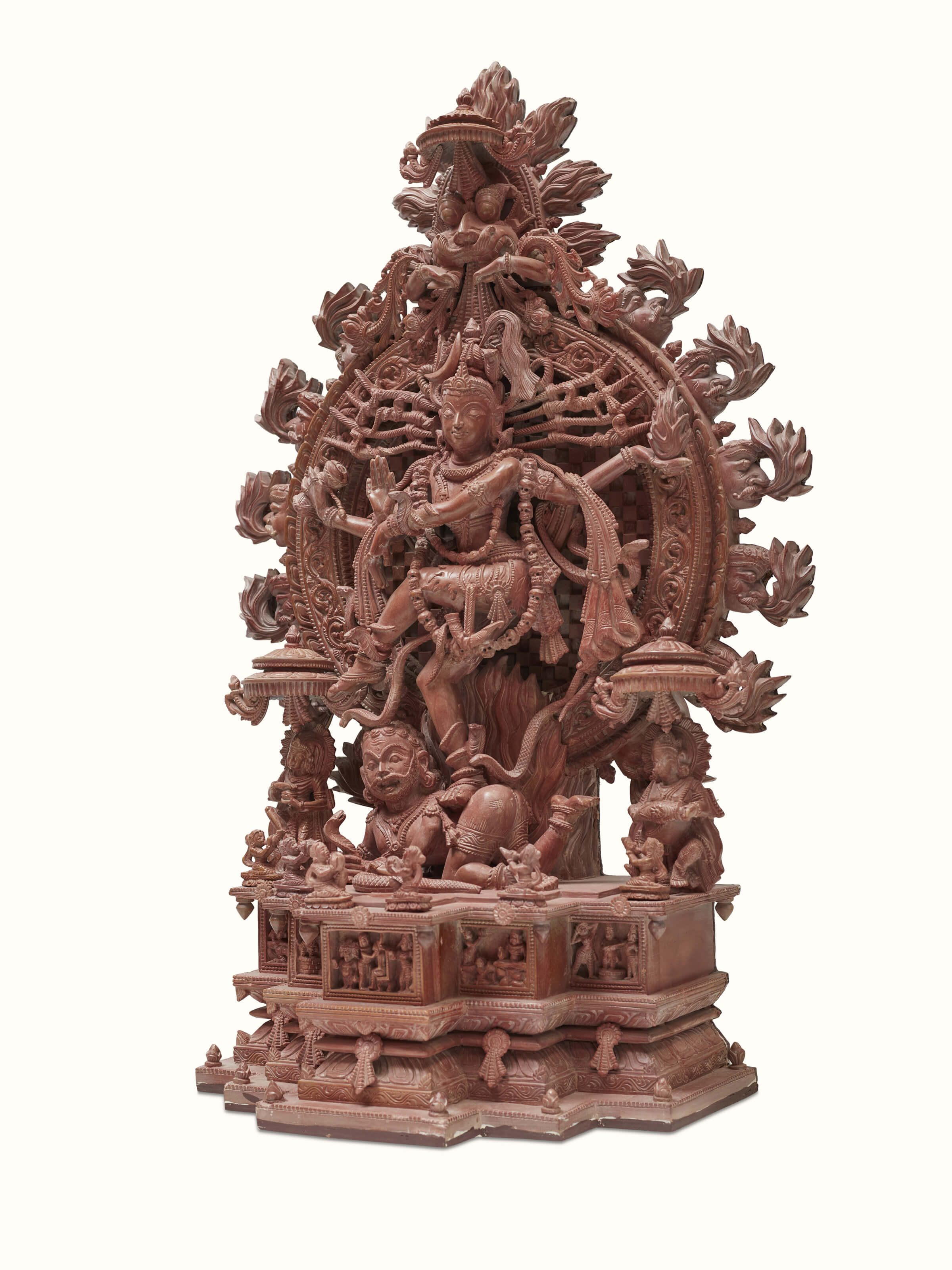 Close-up of Carved Stone Subduing Muyalaka Demon Idol, focusing on the detailed carving and facial expressions