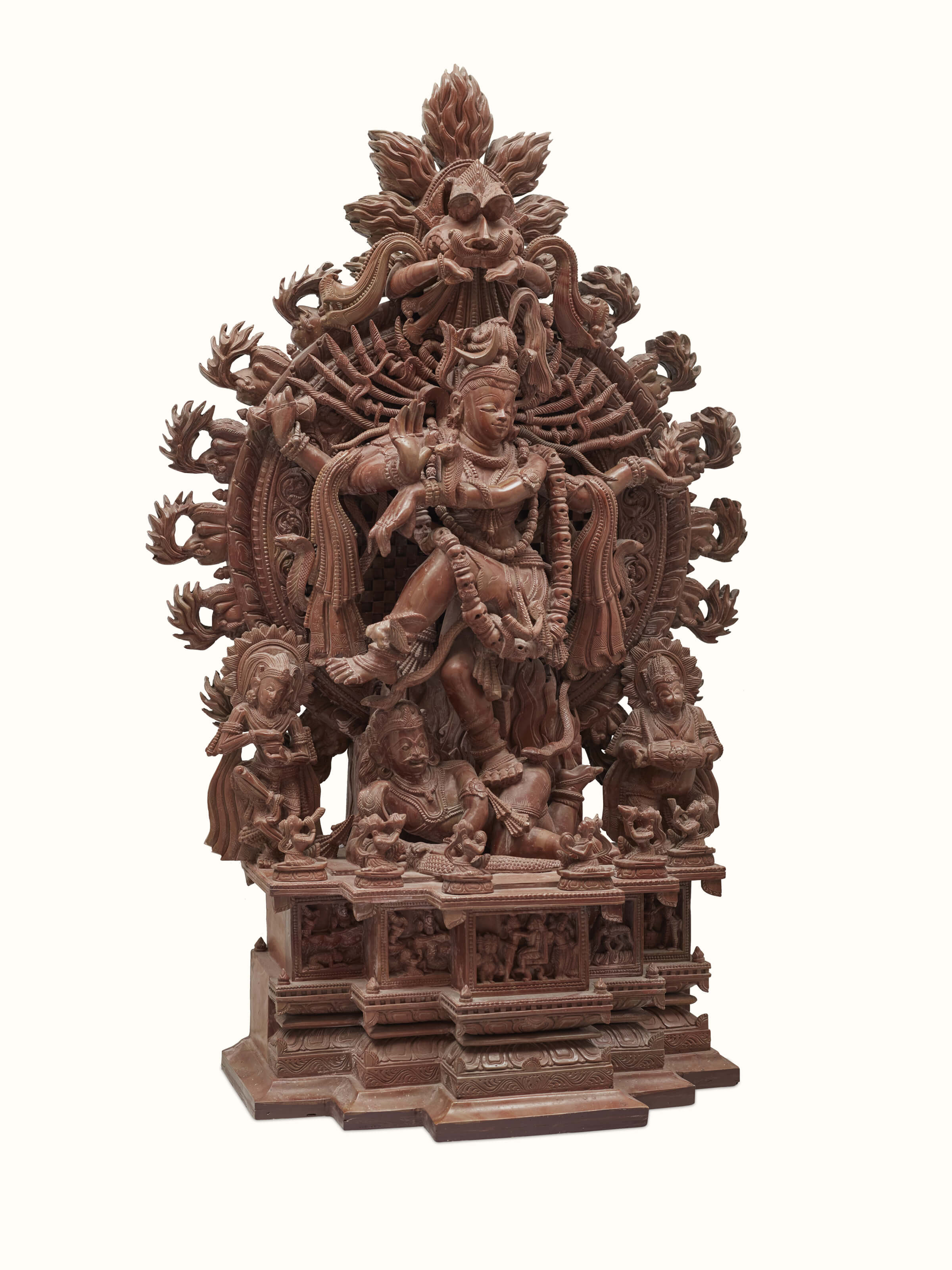 Side view of Carved Stone Natraj in Tandav Idol showcasing dynamic pose.